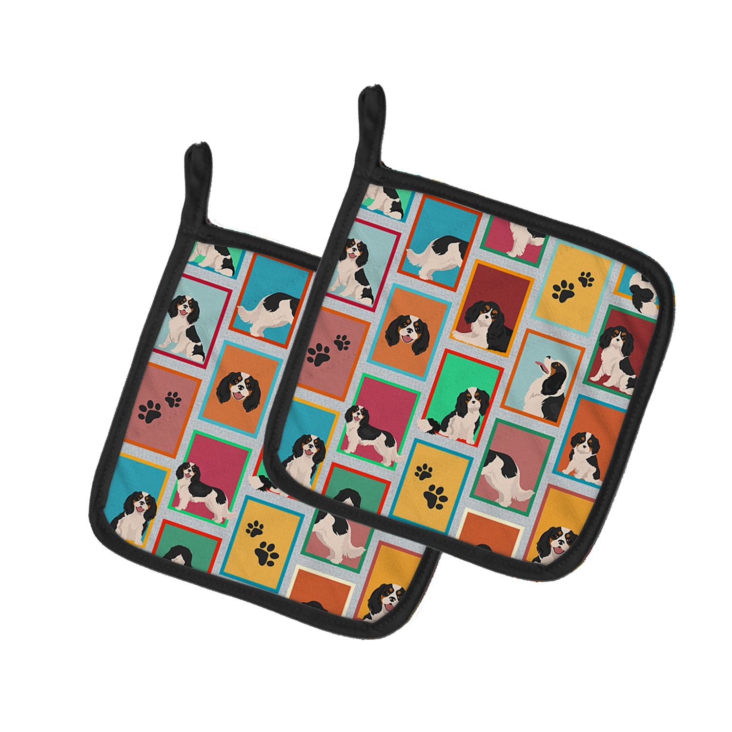 Lots of Tricolor Cavalier Spaniel Pair of Pot Holders Kitchen Heat Resistant Pot Holders Sets Oven Hot Pads for Cooking Baking B