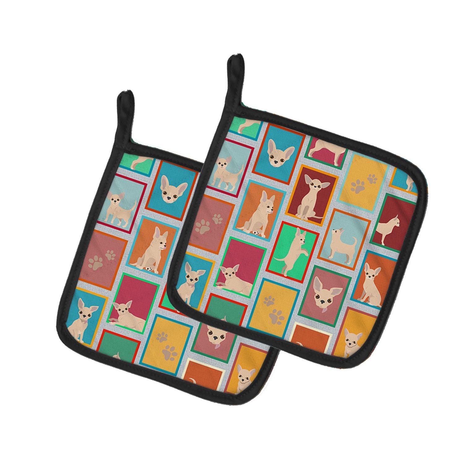 Lots of Chihuahua Pair of Pot Holders Kitchen Heat Resistant Pot Holders Sets Oven Hot Pads for Cooking Baking BBQ, 7 1/2 x 7 1/