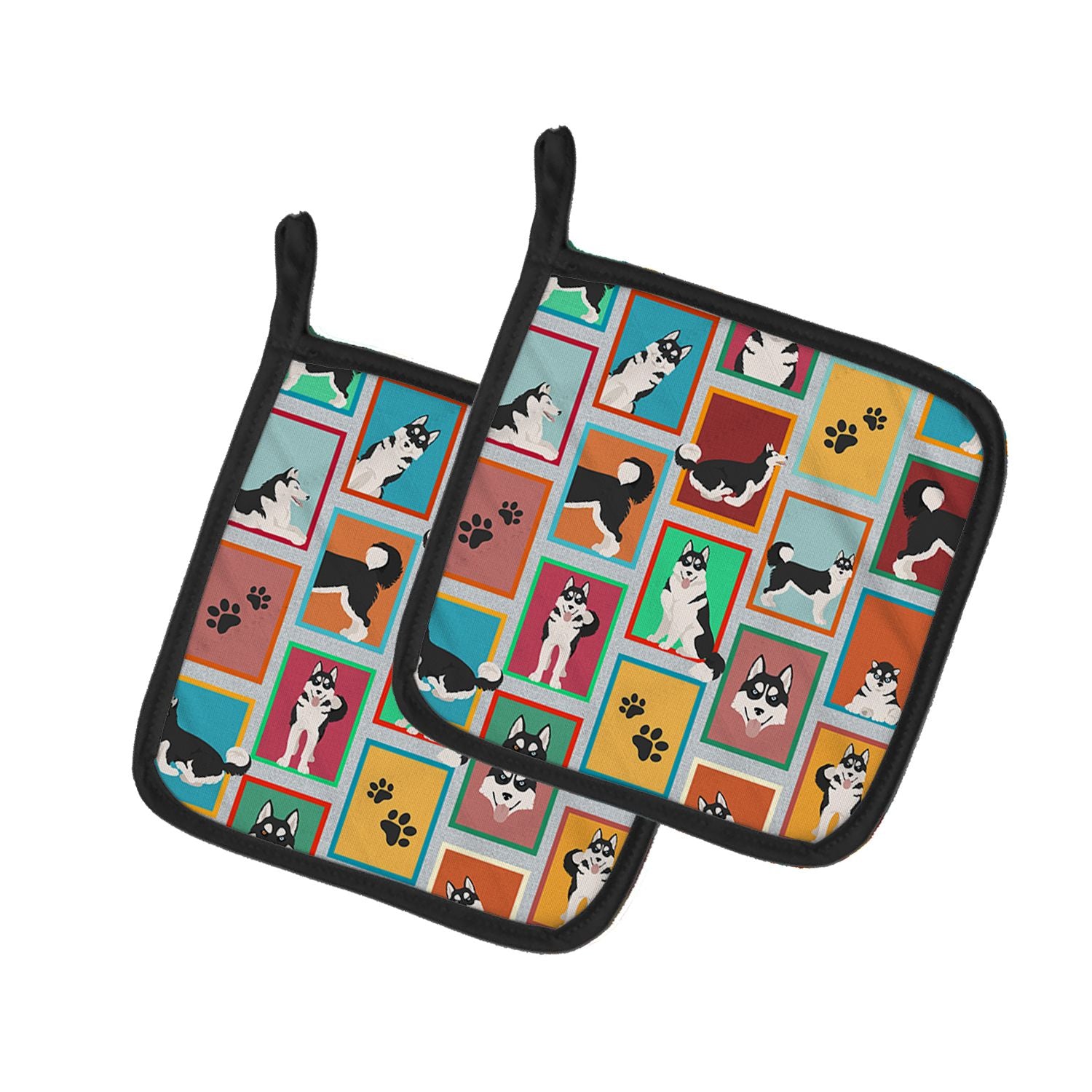 Lots of Siberian Husky Pair of Pot Holders Kitchen Heat Resistant Pot Holders Sets Oven Hot Pads for Cooking Baking BBQ, 7 1/2 x