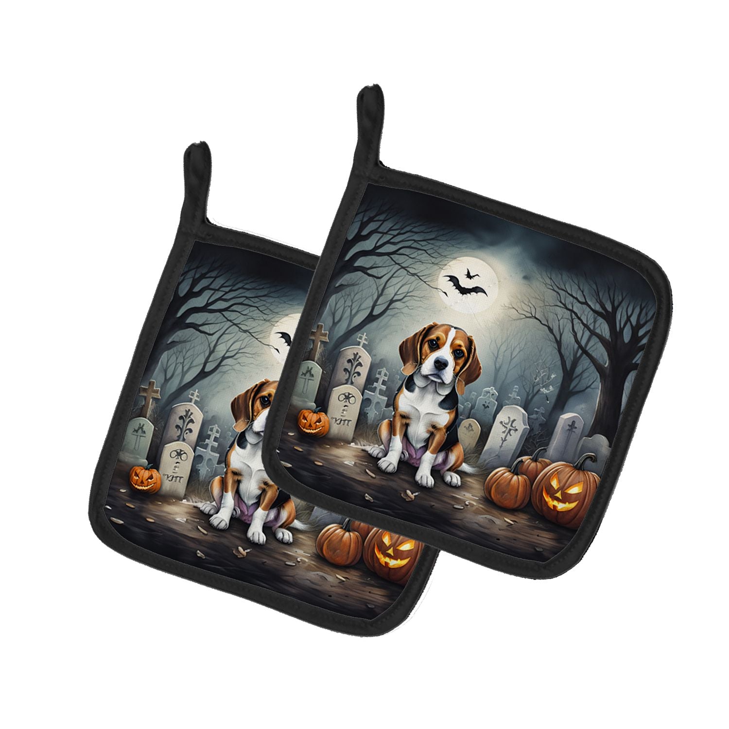 Beagle Spooky Halloween Pair of Pot Holders Kitchen Heat Resistant Pot Holders Sets Oven Hot Pads for Cooking Baking BBQ, 7 1/2 