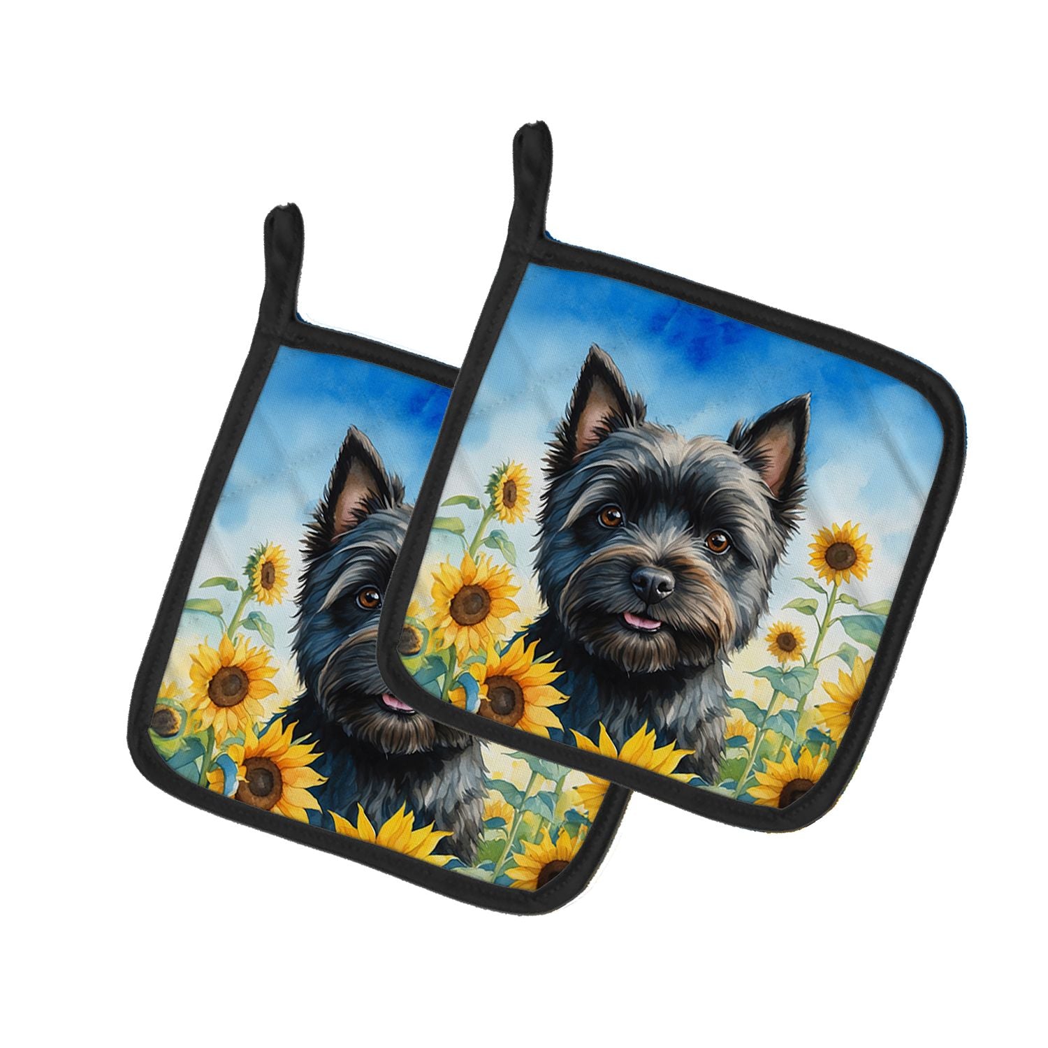 Cairn Terrier in Sunflowers Pair of Pot Holders Kitchen Heat Resistant Pot Holders Sets Oven Hot Pads for Cooking Baking BBQ, 7 