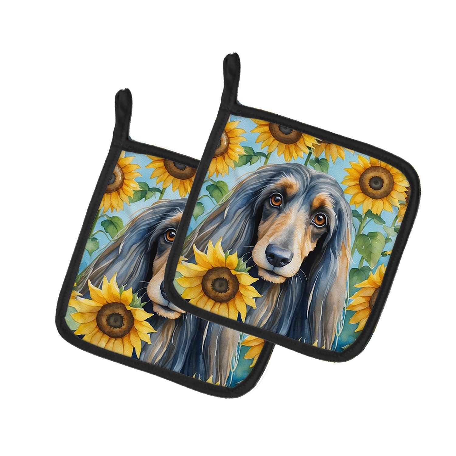Afghan Hound in Sunflowers Pair of Pot Holders Kitchen Heat Resistant Pot Holders Sets Oven Hot Pads for Cooking Baking BBQ, 7 1