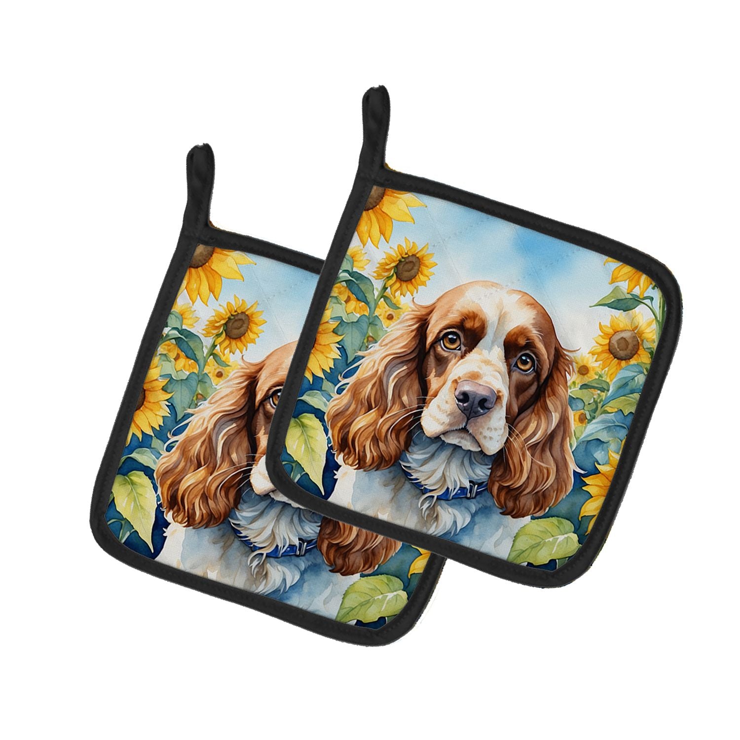 Cocker Spaniel in Sunflowers Pair of Pot Holders Kitchen Heat Resistant Pot Holders Sets Oven Hot Pads for Cooking Baking BBQ, 7