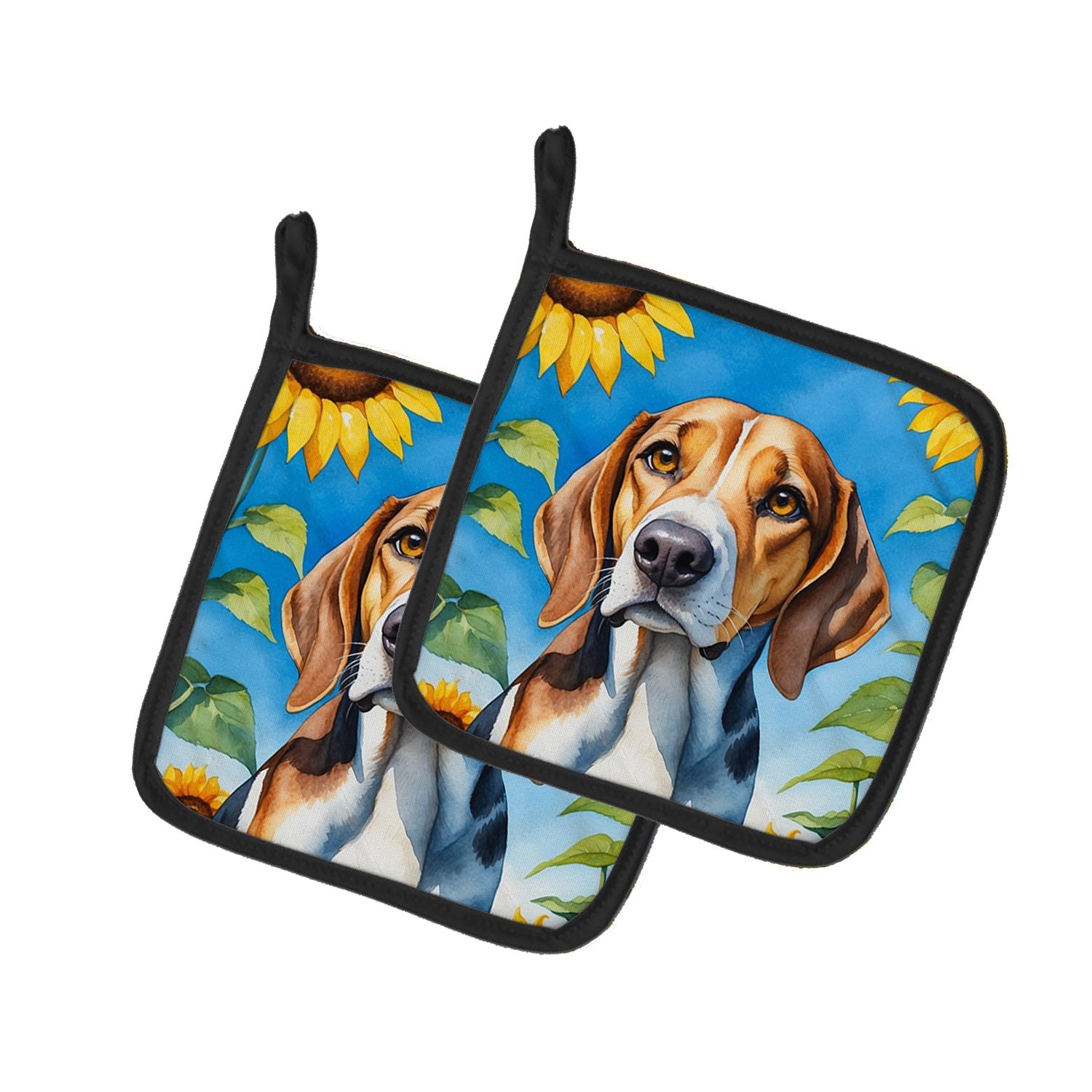 American Foxhound in Sunflowers Pair of Pot Holders Kitchen Heat Resistant Pot Holders Sets Oven Hot Pads for Cooking Baking BBQ