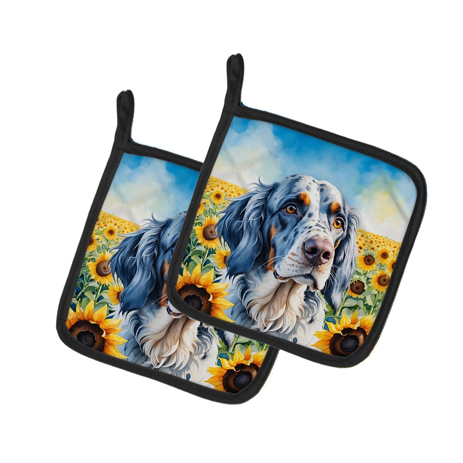 English Setter in Sunflowers Pair of Pot Holders Kitchen Heat Resistant Pot Holders Sets Oven Hot Pads for Cooking Baking BBQ, 7