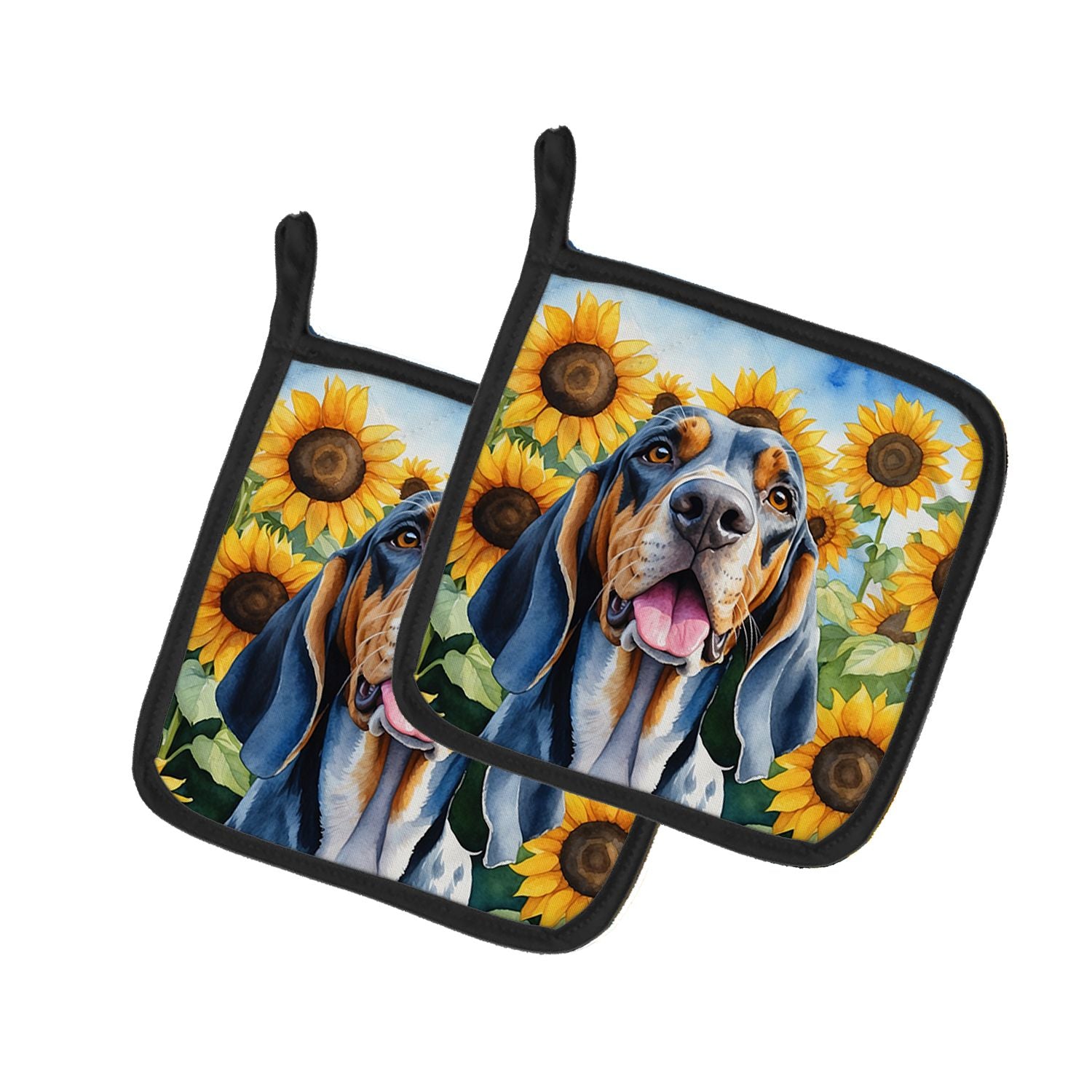 American English Coonhound in Sunflowers Pair of Pot Holders Kitchen Heat Resistant Pot Holders Sets Oven Hot Pads for Cooking B