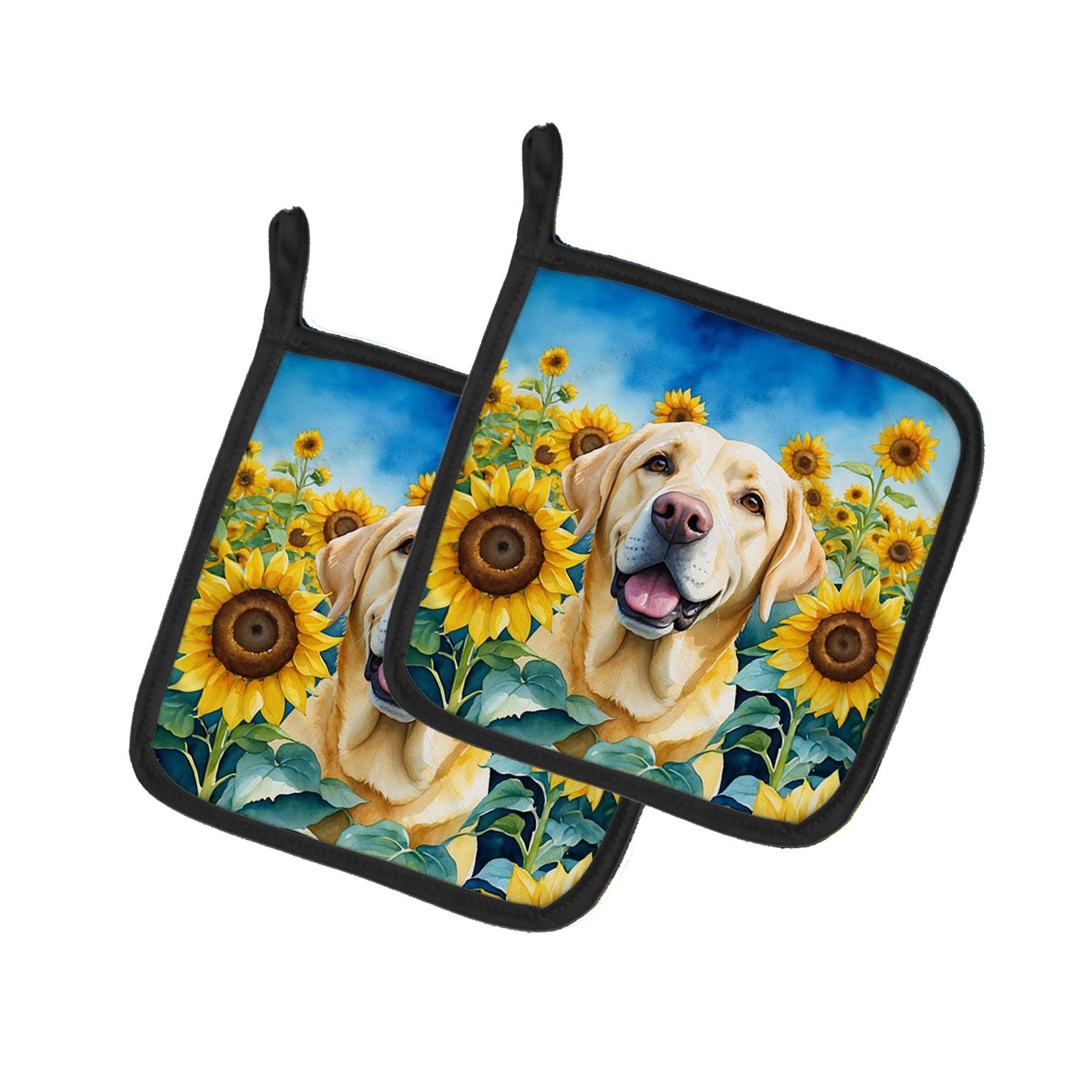 Labrador Retriever in Sunflowers Pair of Pot Holders Kitchen Heat Resistant Pot Holders Sets Oven Hot Pads for Cooking Baking BB