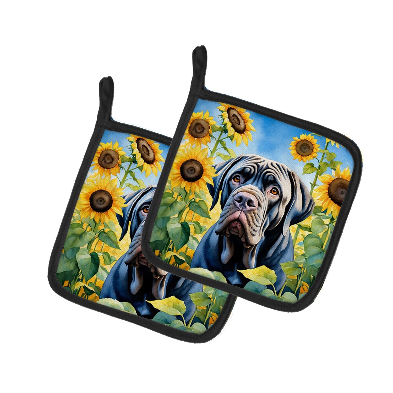 Neapolitan Mastiff in Sunflowers Pair of Pot Holders Kitchen Heat Resistant Pot Holders Sets Oven Hot Pads for Cooking Baking BB