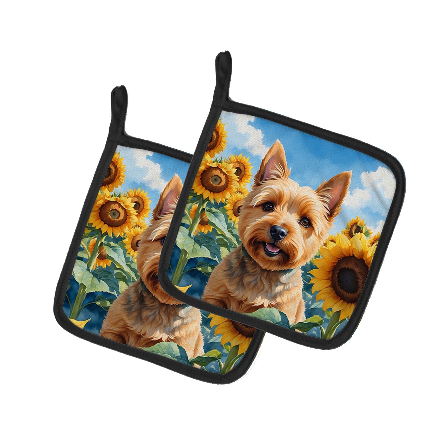 Norwich Terrier in Sunflowers Pair of Pot Holders Kitchen Heat Resistant Pot Holders Sets Oven Hot Pads for Cooking Baking BBQ, 