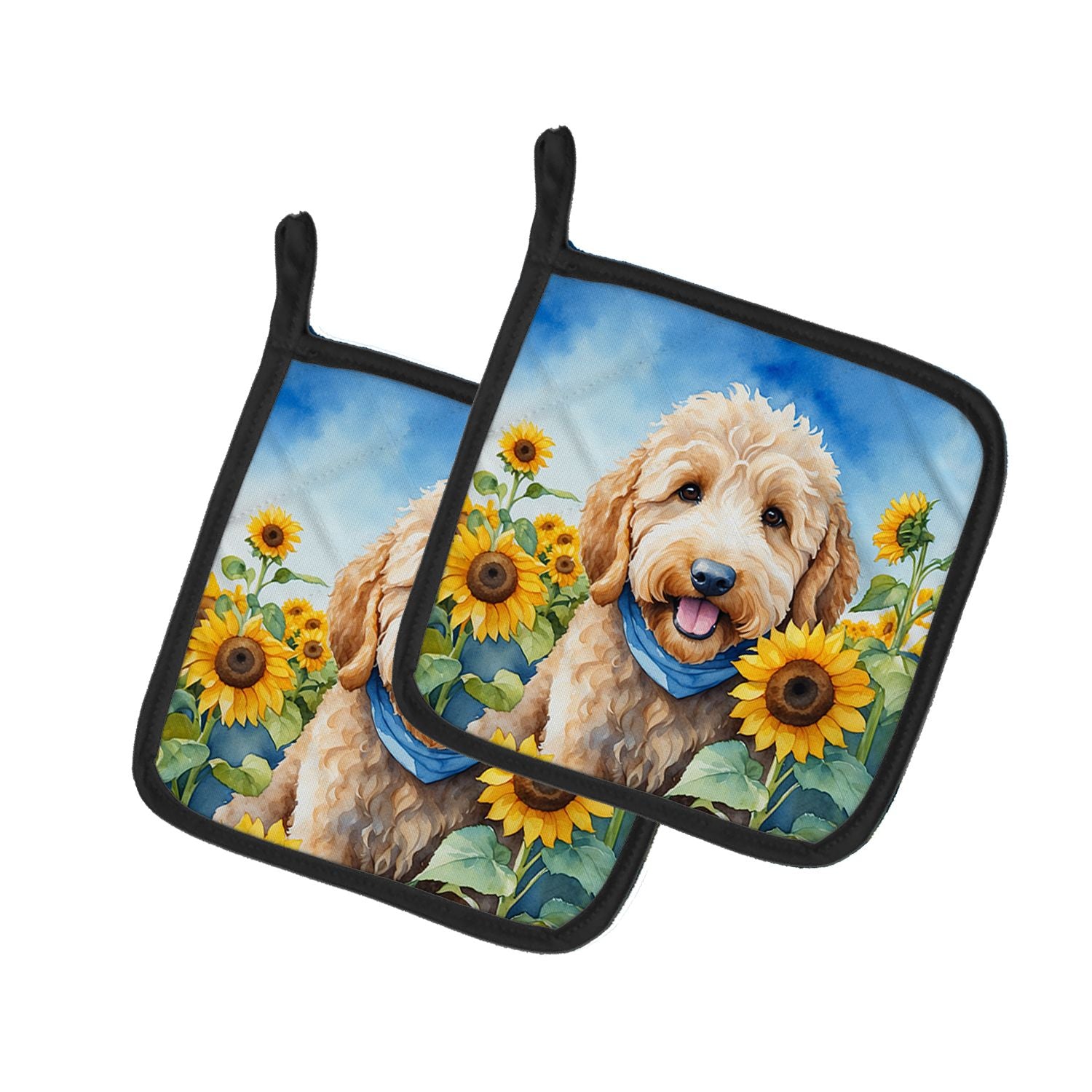 Goldendoodle in Sunflowers Pair of Pot Holders Kitchen Heat Resistant Pot Holders Sets Oven Hot Pads for Cooking Baking BBQ, 7 1