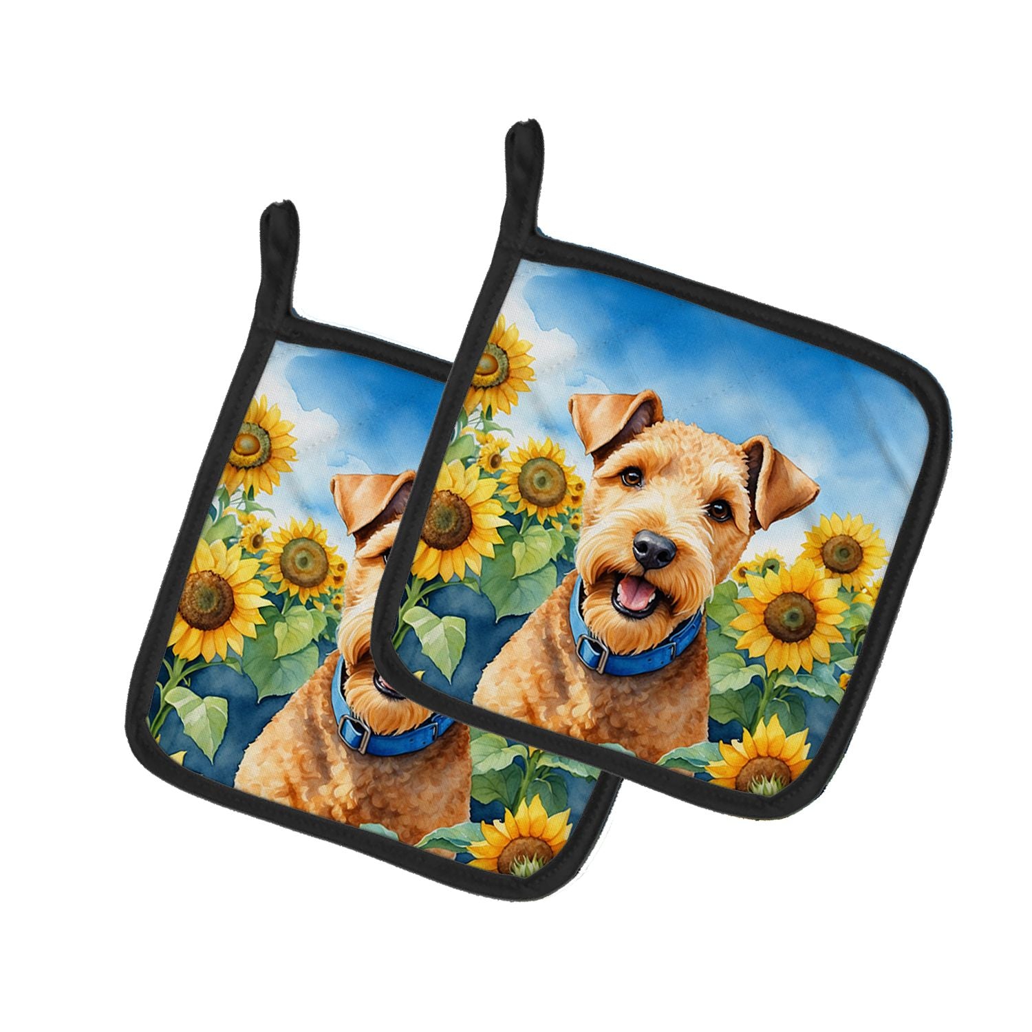 Lakeland Terrier in Sunflowers Pair of Pot Holders Kitchen Heat Resistant Pot Holders Sets Oven Hot Pads for Cooking Baking BBQ,