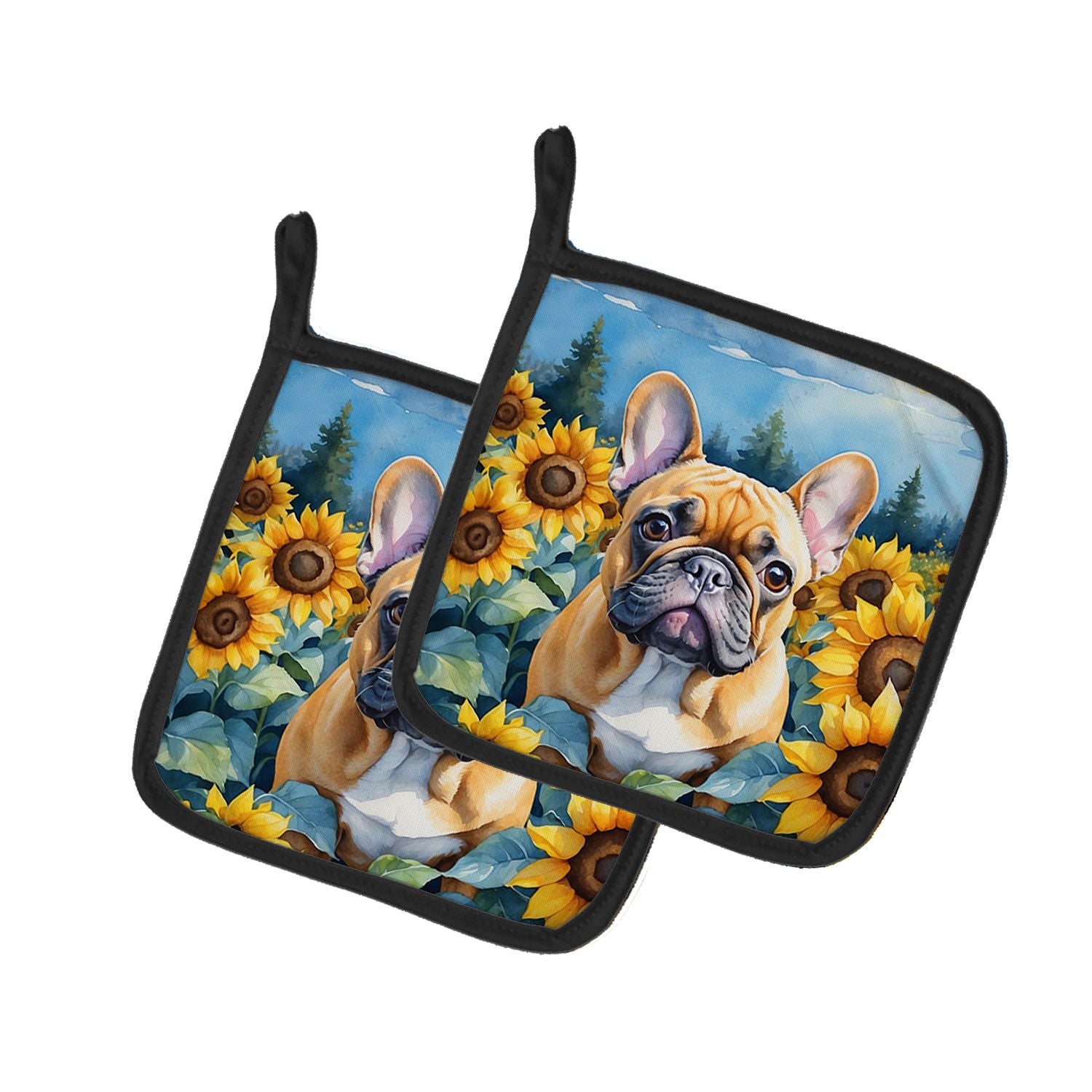 French Bulldog in Sunflowers Pair of Pot Holders Kitchen Heat Resistant Pot Holders Sets Oven Hot Pads for Cooking Baking BBQ, 7