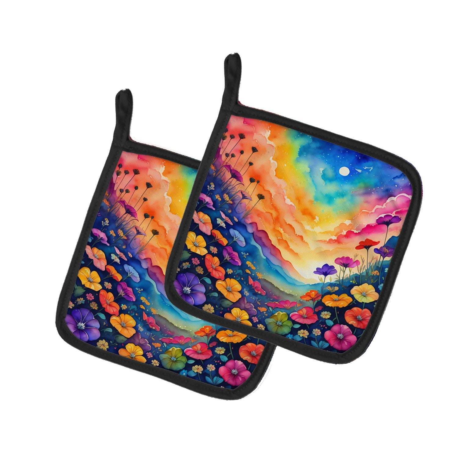 Colorful Petunias Pair of Pot Holders Kitchen Heat Resistant Pot Holders Sets Oven Hot Pads for Cooking Baking BBQ, 7 1/2 x 7 1/