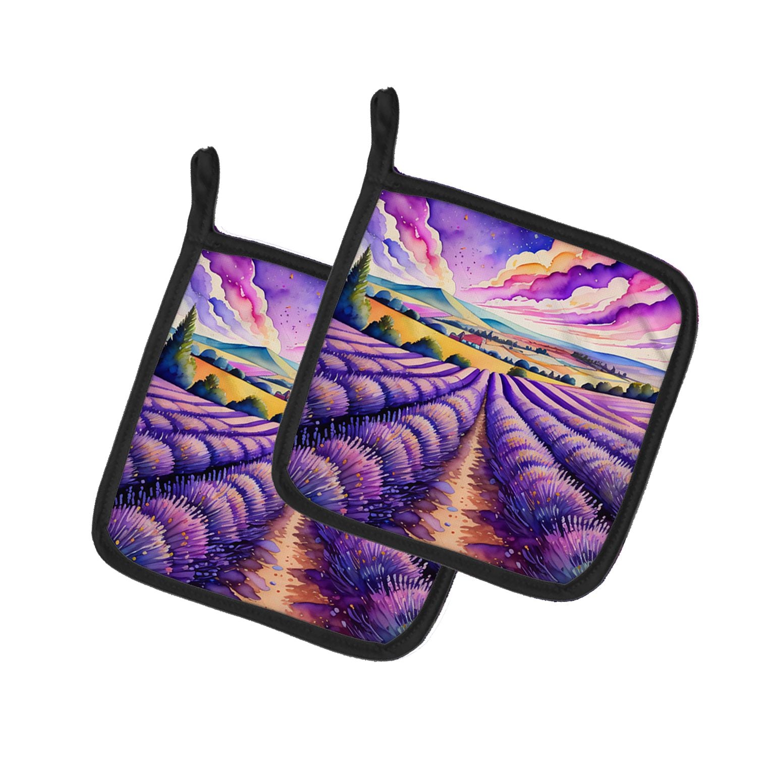 Colorful English Lavender Pair of Pot Holders Kitchen Heat Resistant Pot Holders Sets Oven Hot Pads for Cooking Baking BBQ, 7 1/