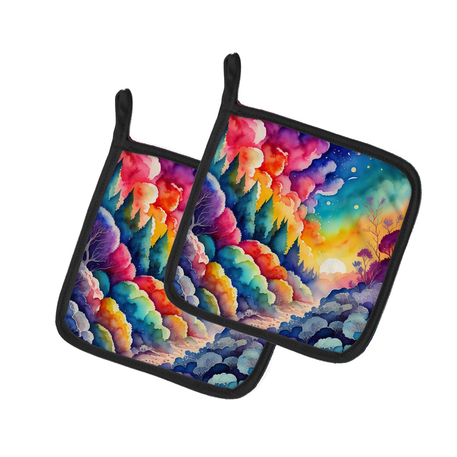 Colorful Dusty Miller Pair of Pot Holders Kitchen Heat Resistant Pot Holders Sets Oven Hot Pads for Cooking Baking BBQ, 7 1/2 x 