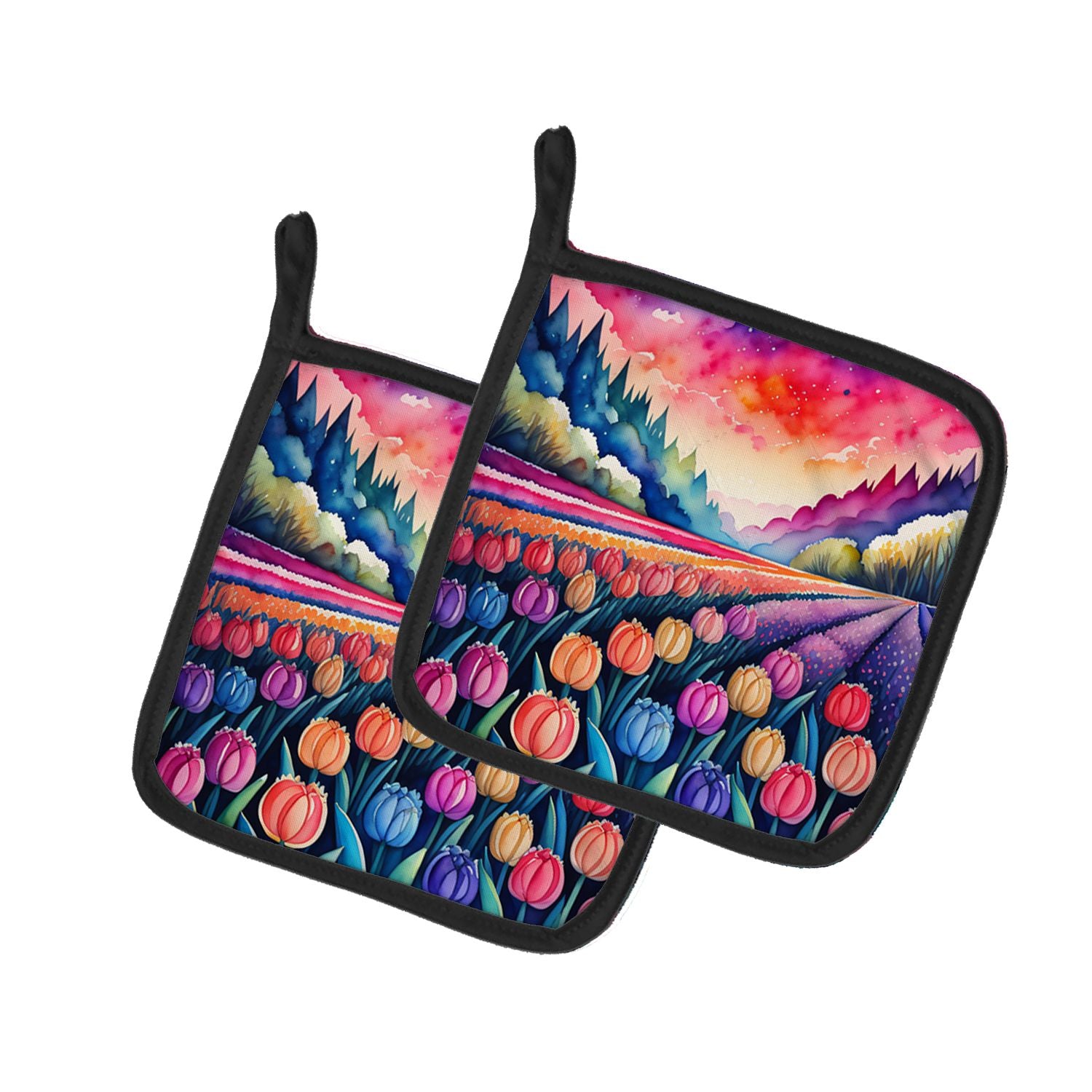 Colorful Hyacinths Pair of Pot Holders Kitchen Heat Resistant Pot Holders Sets Oven Hot Pads for Cooking Baking BBQ, 7 1/2 x 7 1