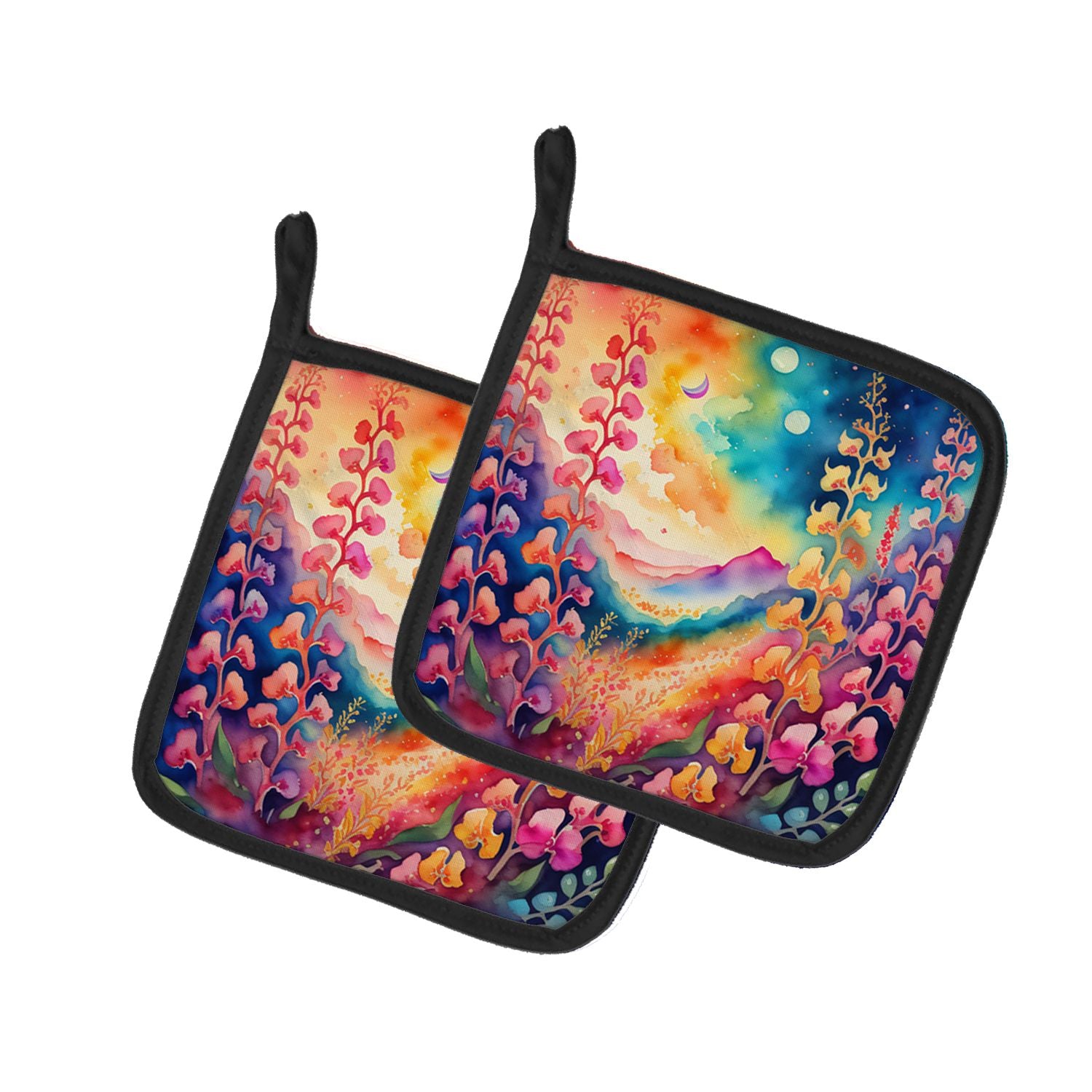 Colorful Snapdragon Pair of Pot Holders Kitchen Heat Resistant Pot Holders Sets Oven Hot Pads for Cooking Baking BBQ, 7 1/2 x 7 