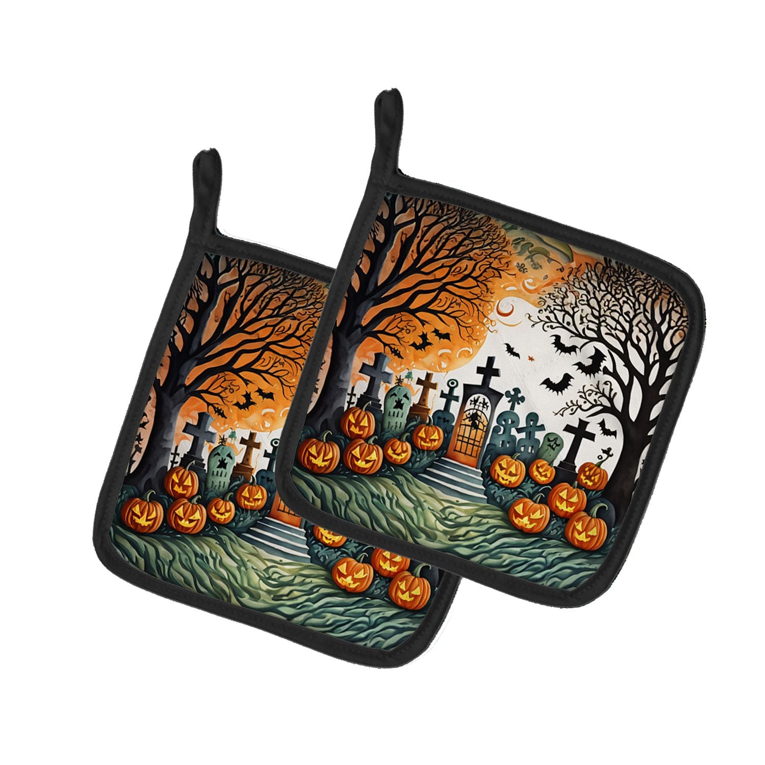 Papel Picado Skeletons Spooky Halloween Pair of Pot Holders Kitchen Heat Resistant Pot Holders Sets Oven Hot Pads for Cooking Ba