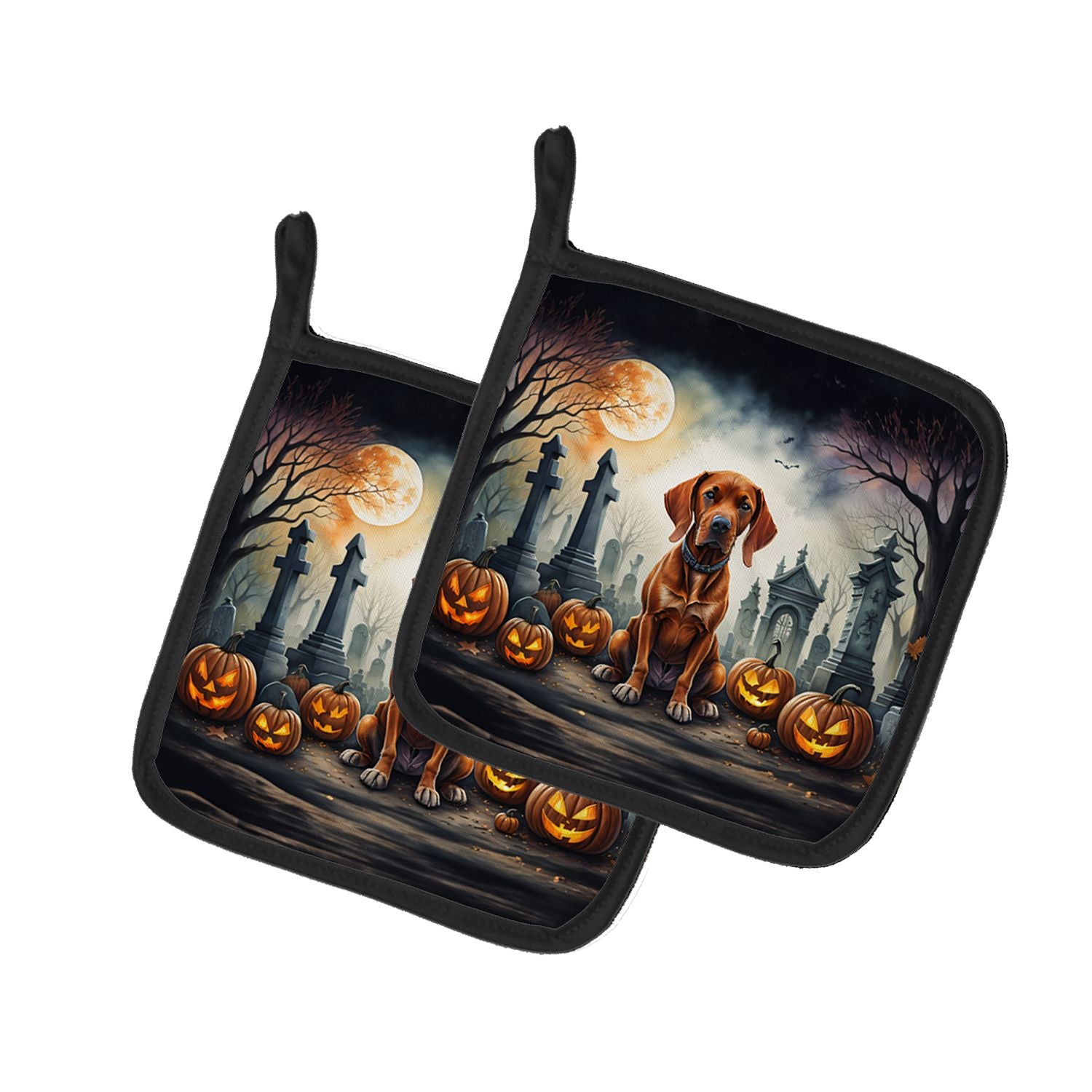 Vizsla Spooky Halloween Pair of Pot Holders Kitchen Heat Resistant Pot Holders Sets Oven Hot Pads for Cooking Baking BBQ, 7 1/2 