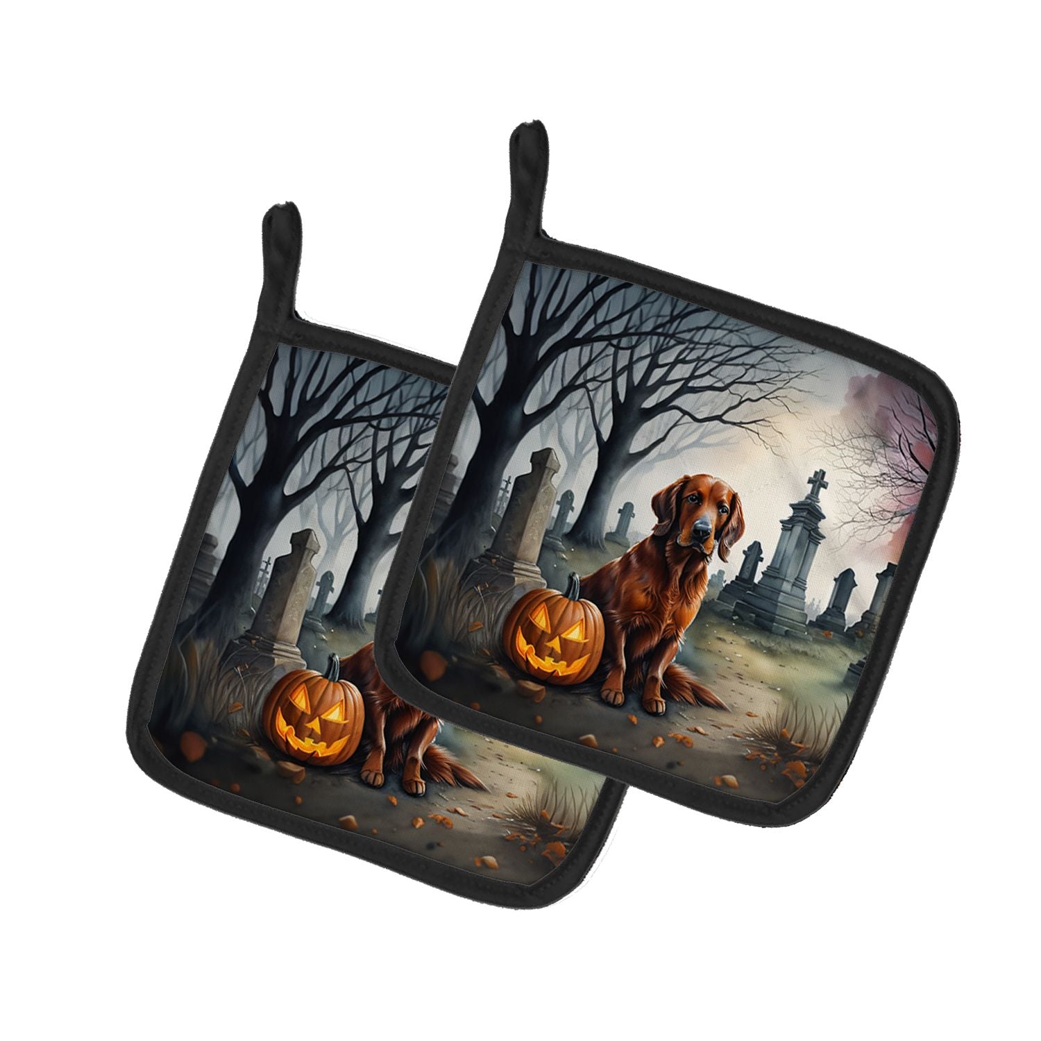 Irish Setter Spooky Halloween Pair of Pot Holders Kitchen Heat Resistant Pot Holders Sets Oven Hot Pads for Cooking Baking BBQ, 