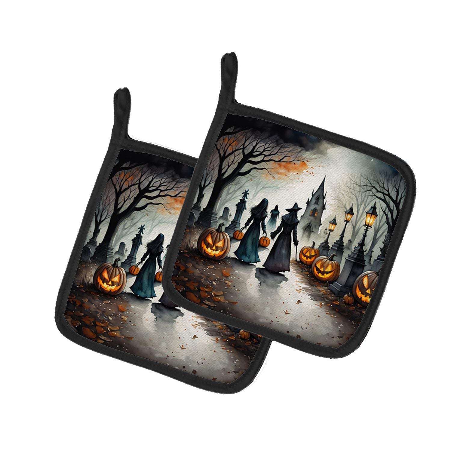 Vampires Spooky Halloween Pair of Pot Holders Kitchen Heat Resistant Pot Holders Sets Oven Hot Pads for Cooking Baking BBQ, 7 1/