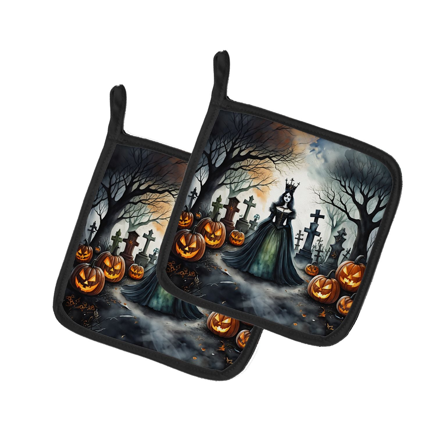 Evil Queen Spooky Halloween Pair of Pot Holders Kitchen Heat Resistant Pot Holders Sets Oven Hot Pads for Cooking Baking BBQ, 7 
