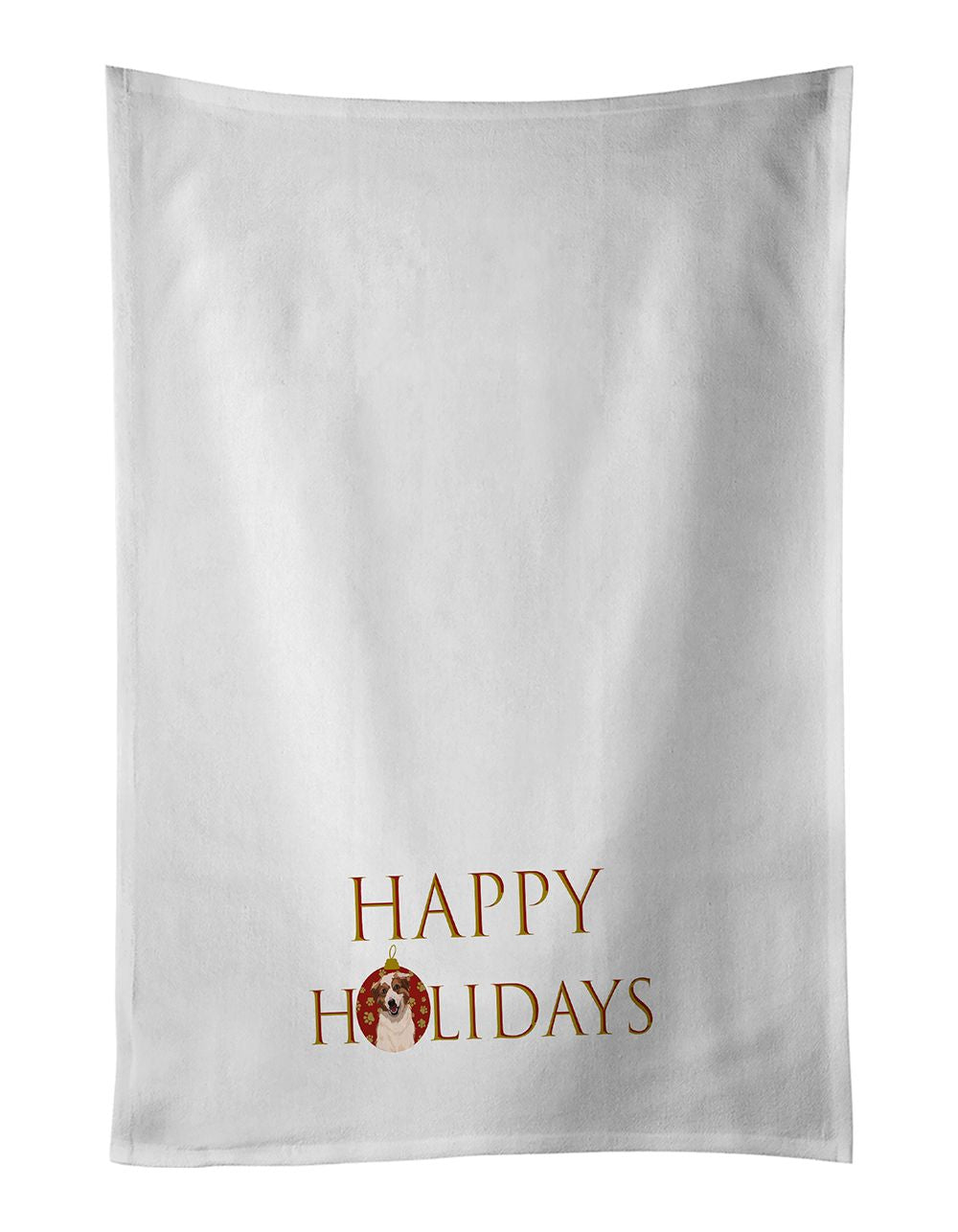 NEW Australian Shepherd Red and White #1 Happy Holidays Kitchen Towel Set of 2 White Dish Towels Decorative Bathroom Hand towel 