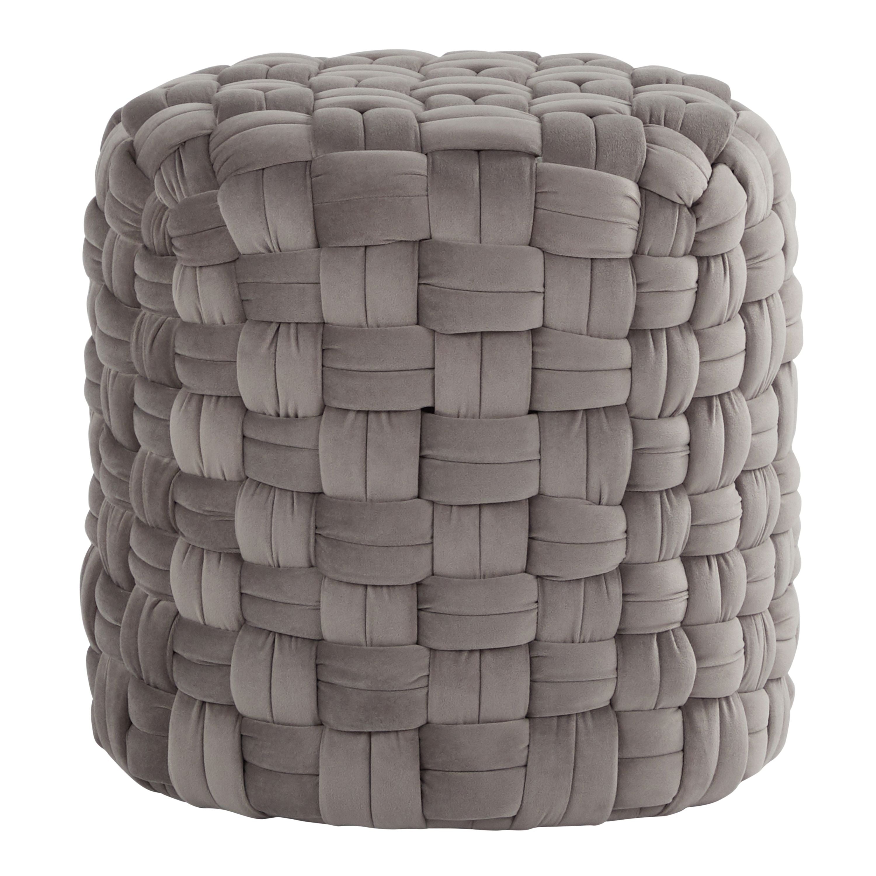 Braided Round 16 Ottoman in Dark Grey Velvet by LumiSource