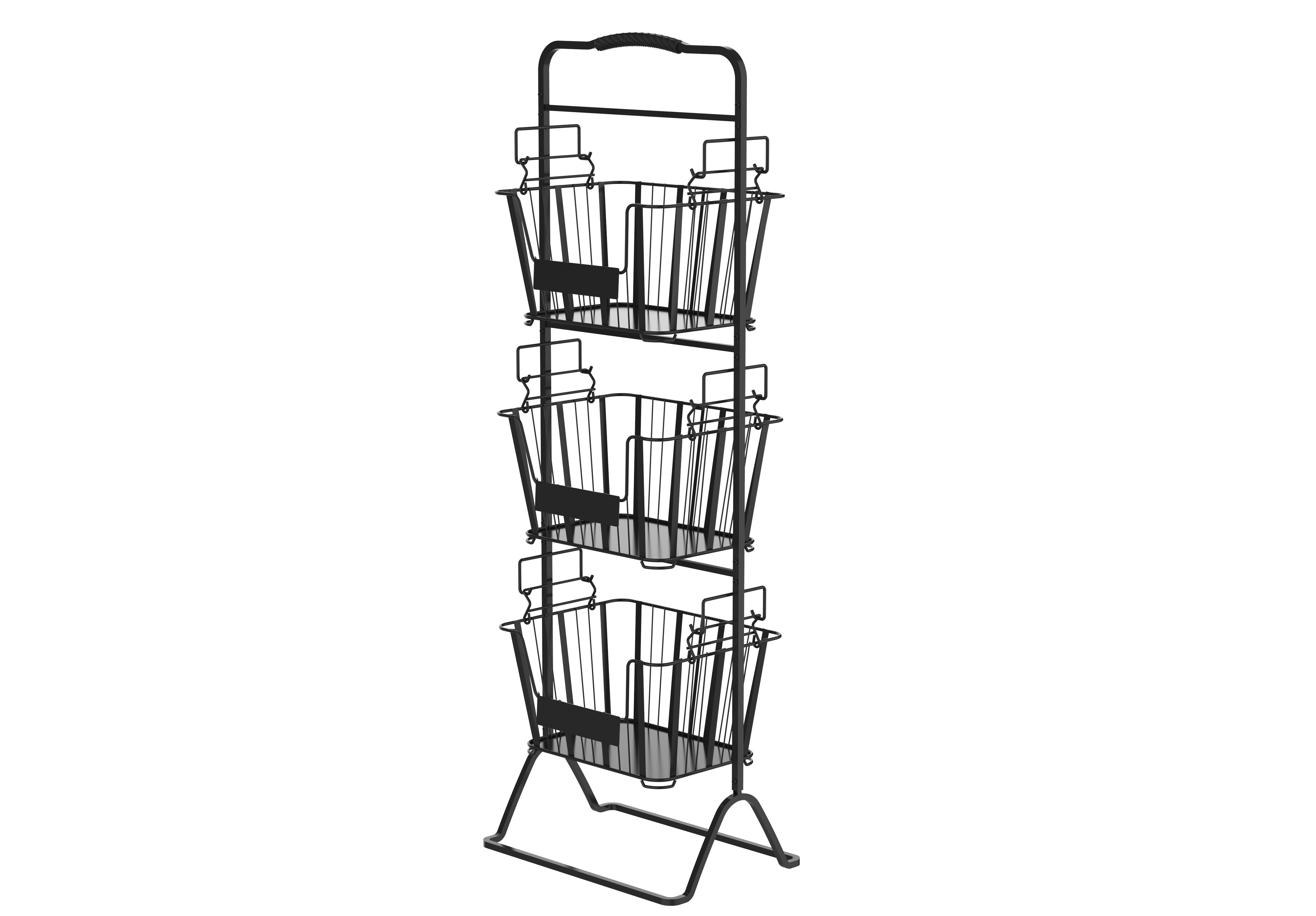 Oceanstar 3Tier Metal Wire Storage Basket Stand with Removable Baskets Black(D0102HXN182)