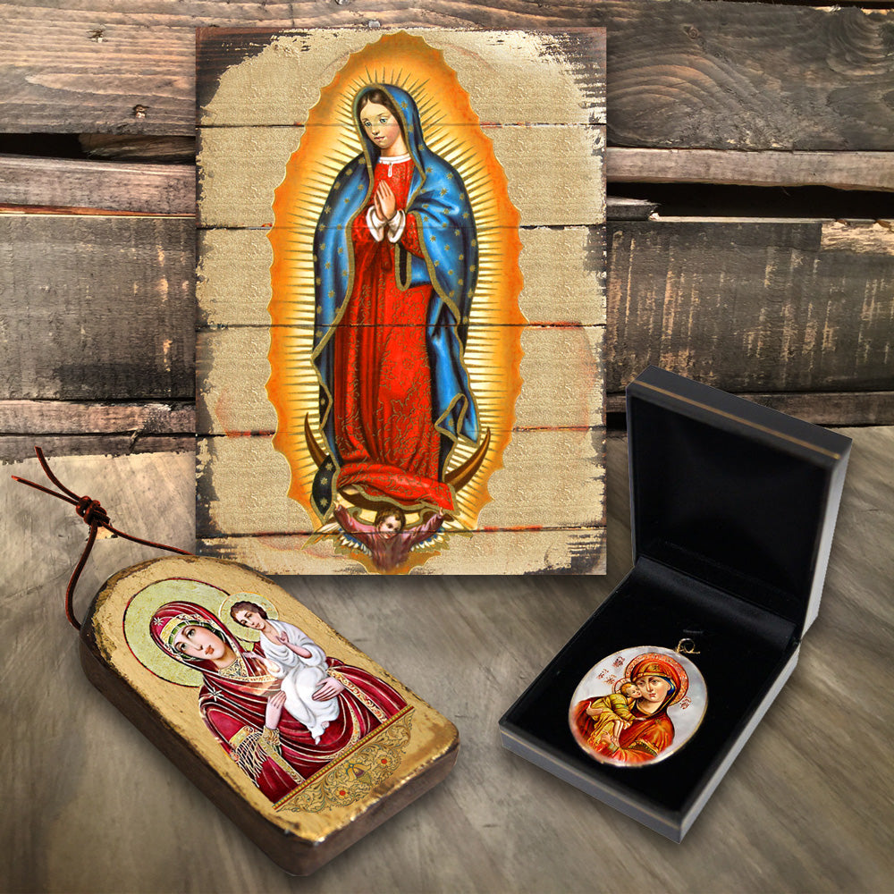 Our Lady of Perpetual Help Silver Plated Mother of Pearl Necklace Jewelry - 43024