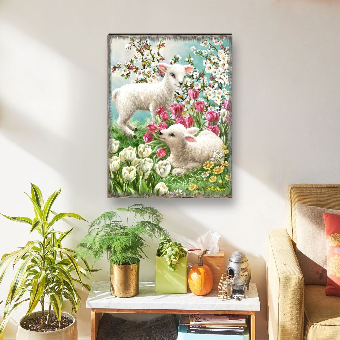 Easter Lambs Wooden Wall Art by D. Gelsinger - Easter Spring Decor - 95673B-DG