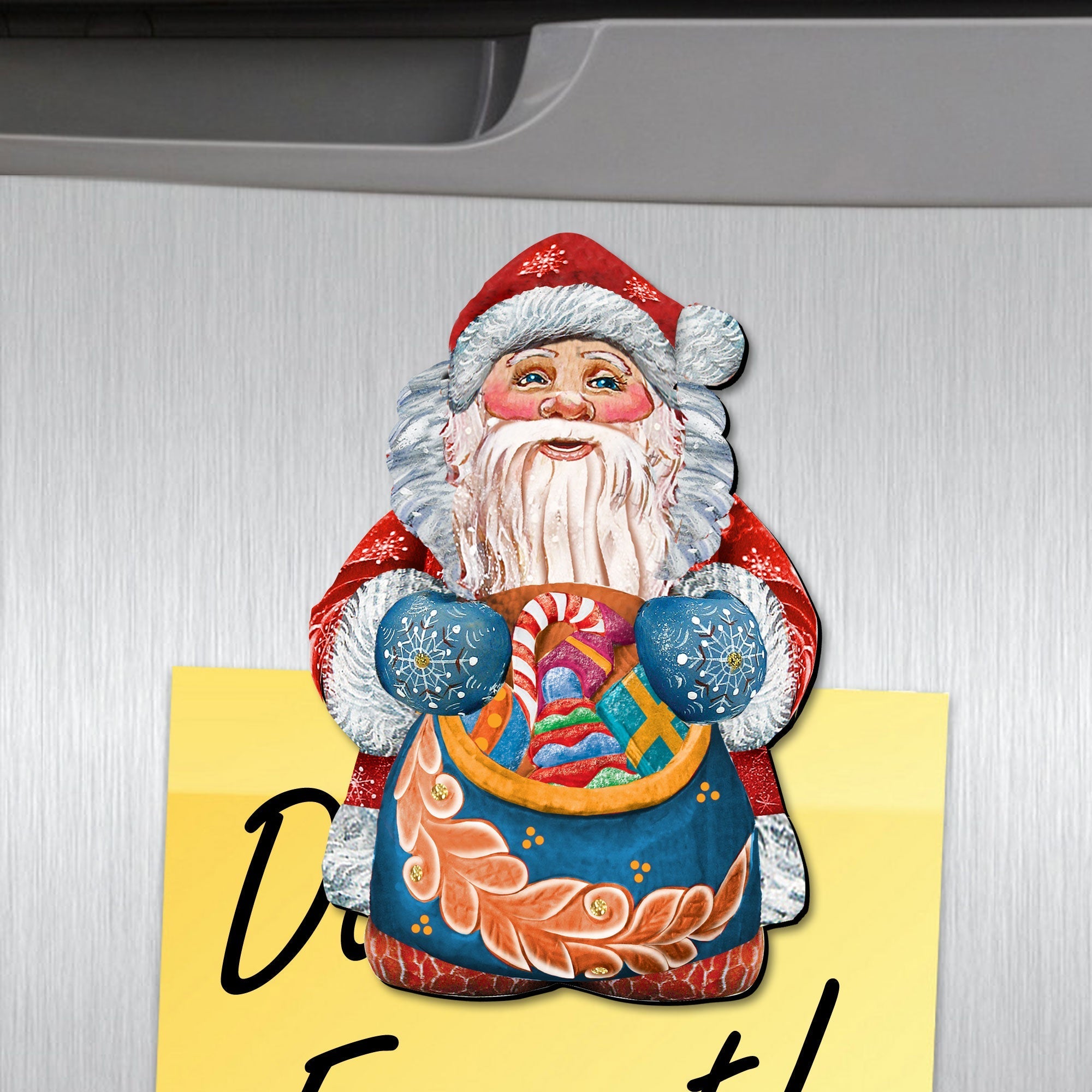 Beardy Santa Shaped Refrigerator Eco Wood Magnets Set of 3