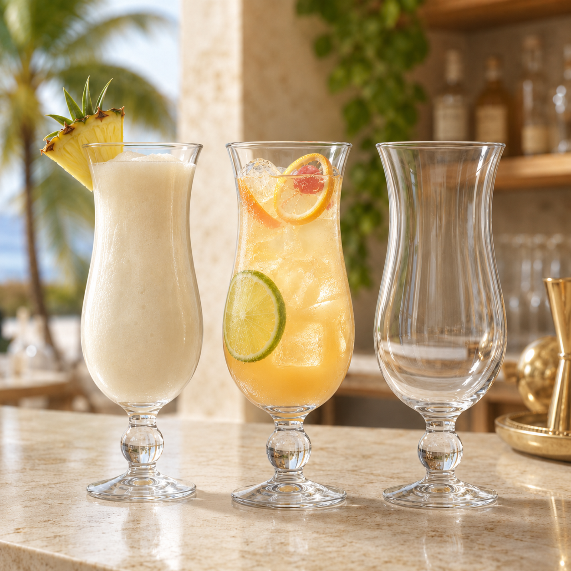 Hurricane Glassware Set of 6, Clear Glass Drinkware