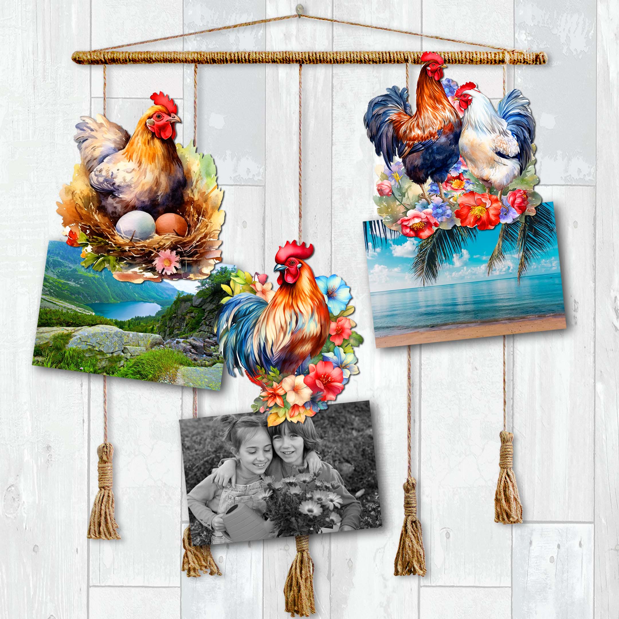 Spring on the Farm Clip-On Eco Wood Decorative Ornaments Set of 3 by G. Debrekht - Easter Decor - 8091056C-S3