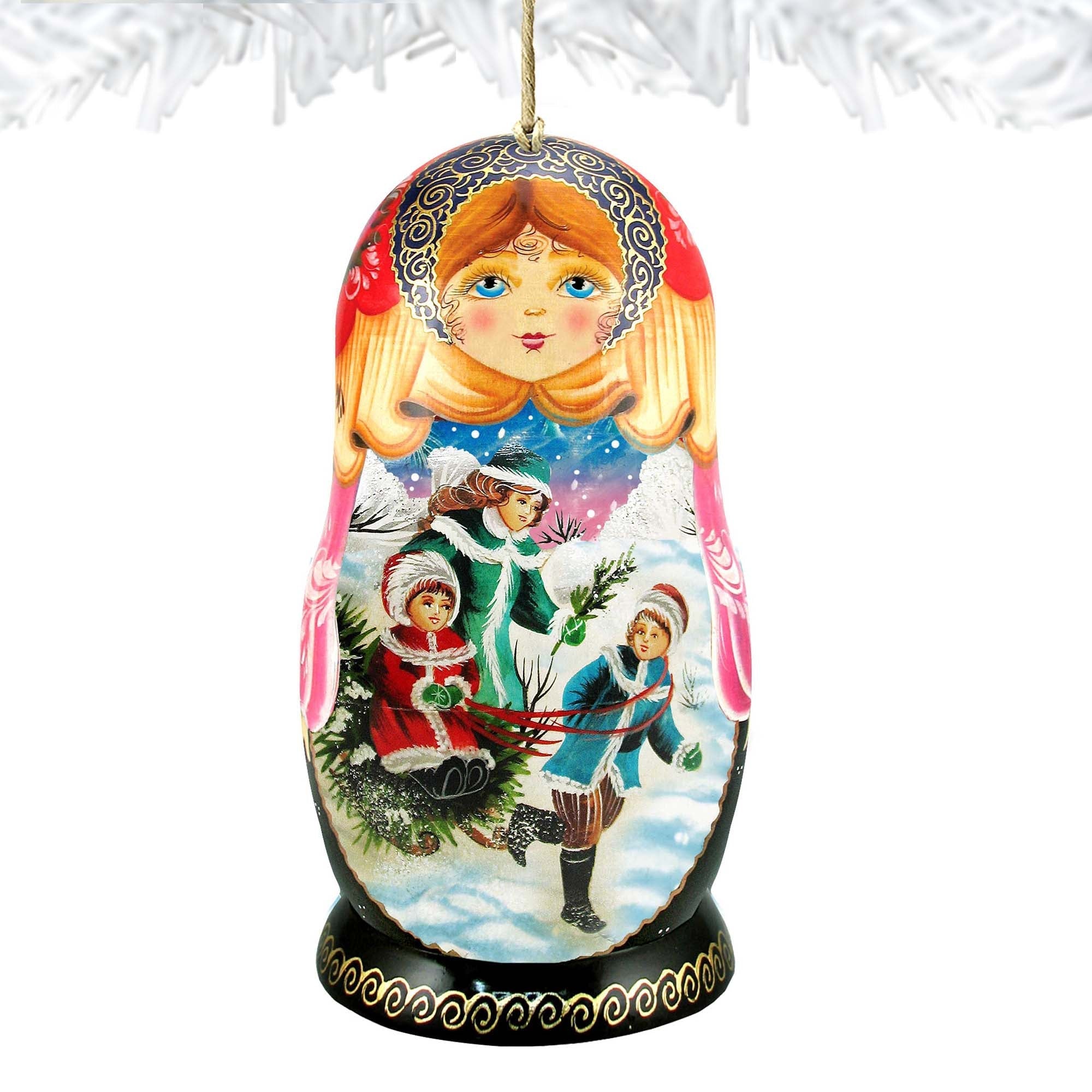 Children Play Matreshka Wooden Ornaments by G. DeBrekht - Christmas Decor - 8110762