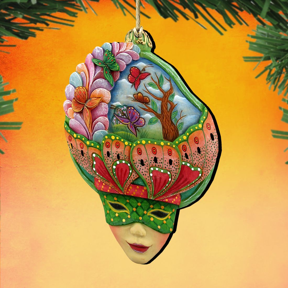 Butterfly Mask Wooden Ornaments by G. DeBrekht - Thanksgiving Halloween Decor - 8161037