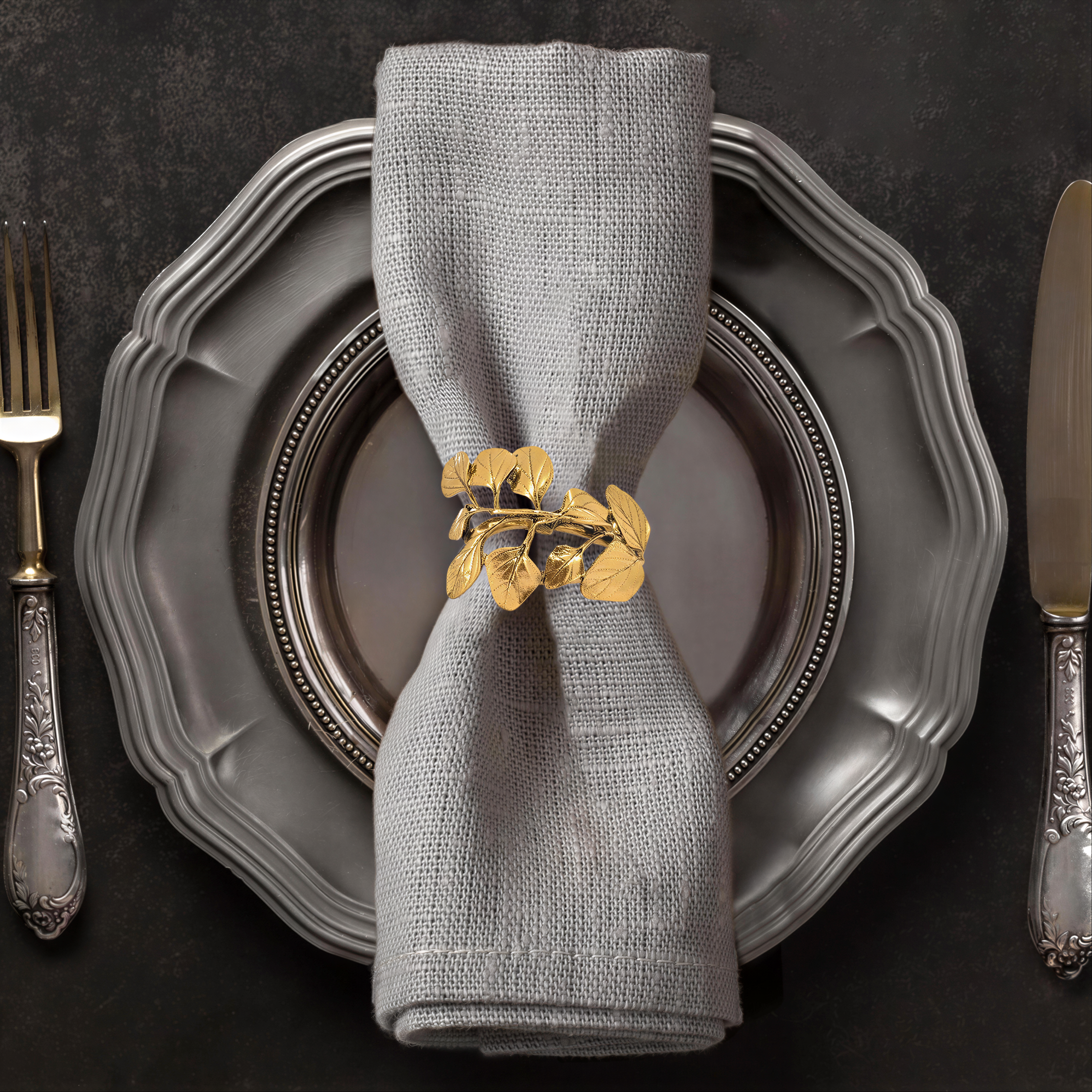 Gold Leaf Napkin Rings – Elegant Leaf Design Napkin Buckles for Table Decor