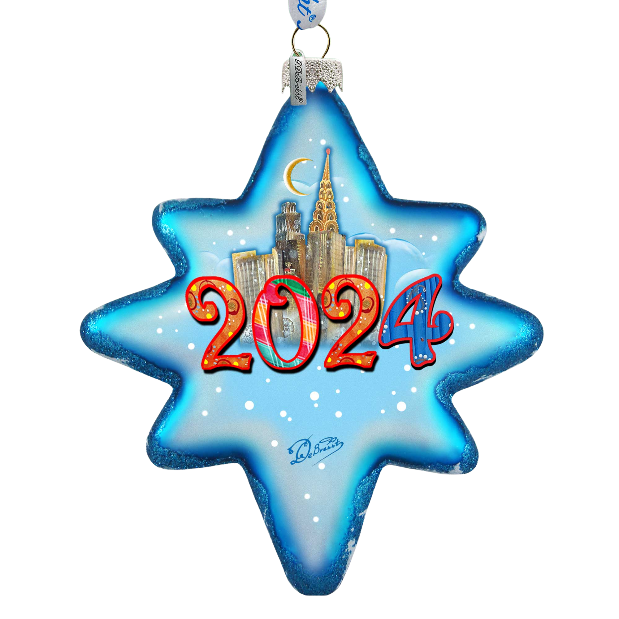 2024 Dated Glass Ornament, Santa & Christmas Decor - 755-047-D24 by G. DeBrekht