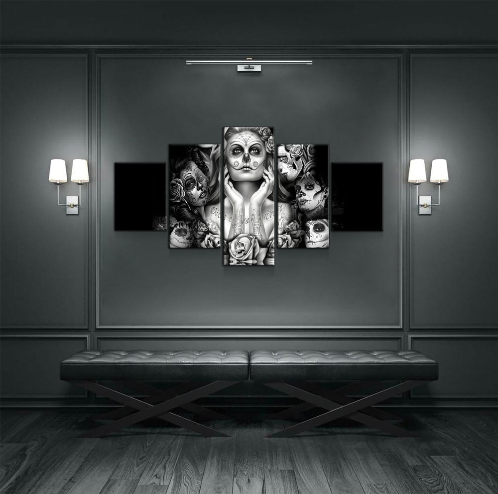Day of the Dead Face Ladies 5-Piece Wall Art Canvas