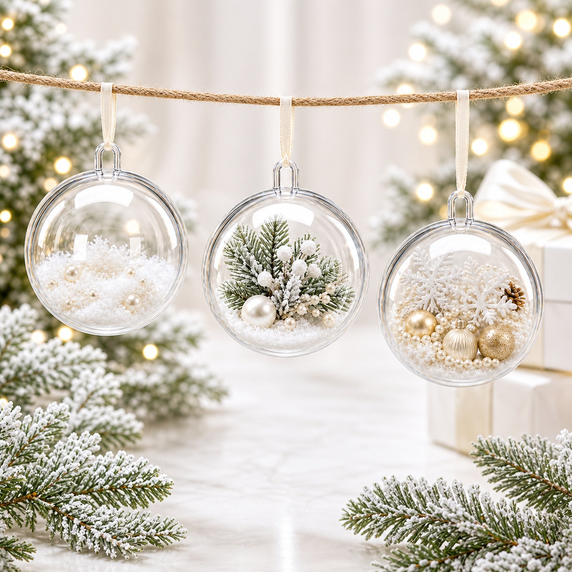 3.15-Inch Clear Plastic Fillable Christmas Ball Ornaments for DIY Projects: Set of 3