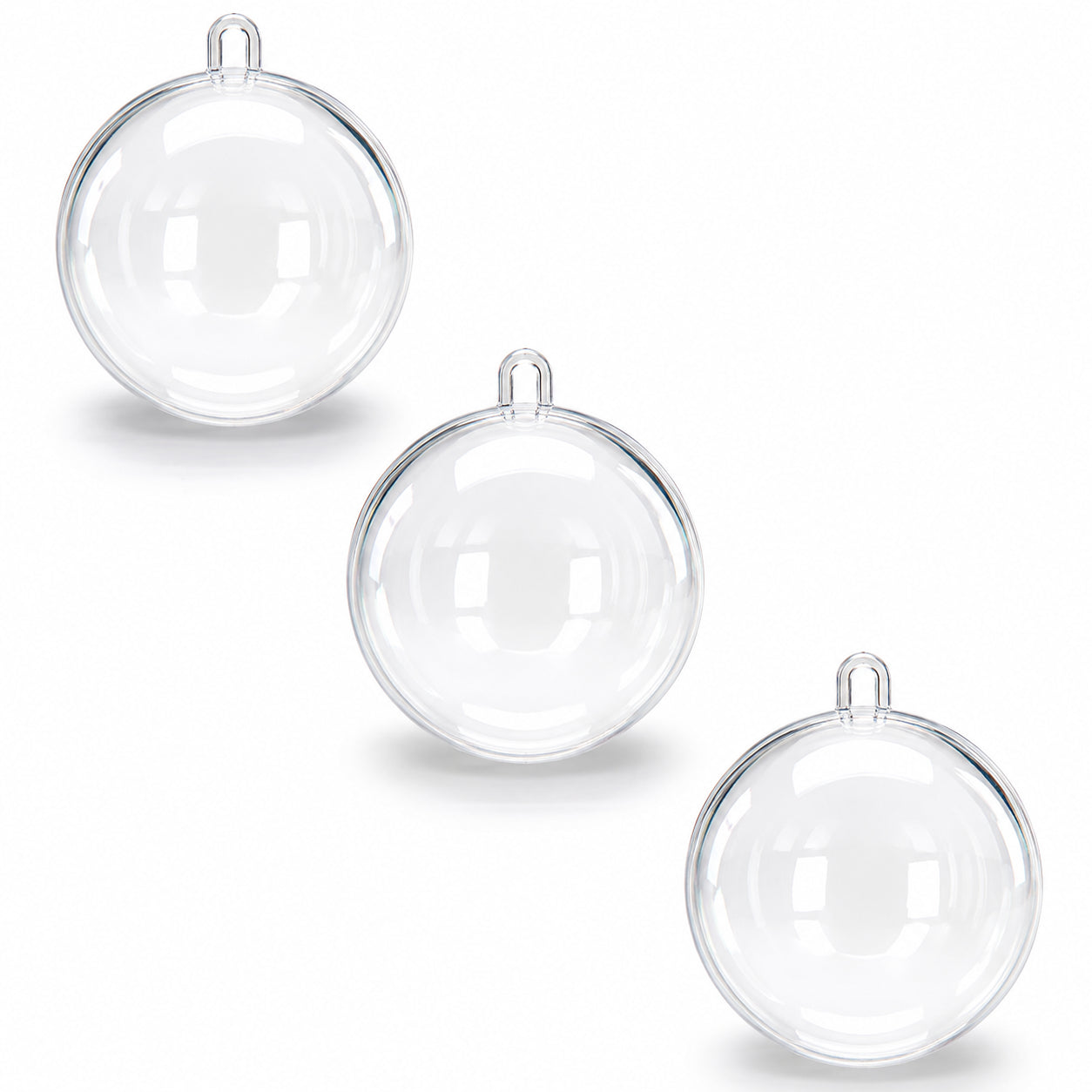 3.15-Inch Clear Plastic Fillable Christmas Ball Ornaments for DIY Projects: Set of 3