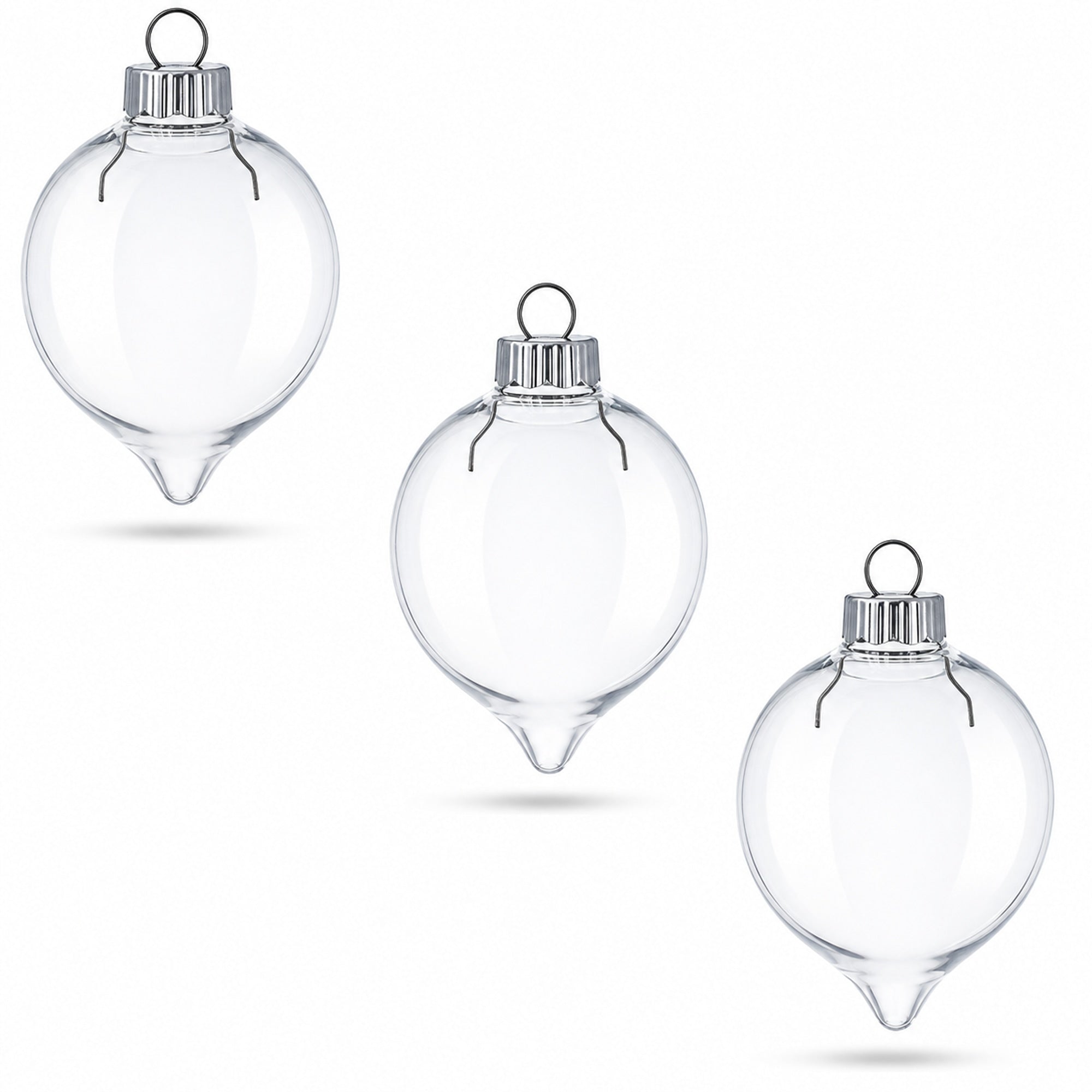 Set of 3 Clear Plastic Water Drop Christmas Ornaments 3.94 Inches