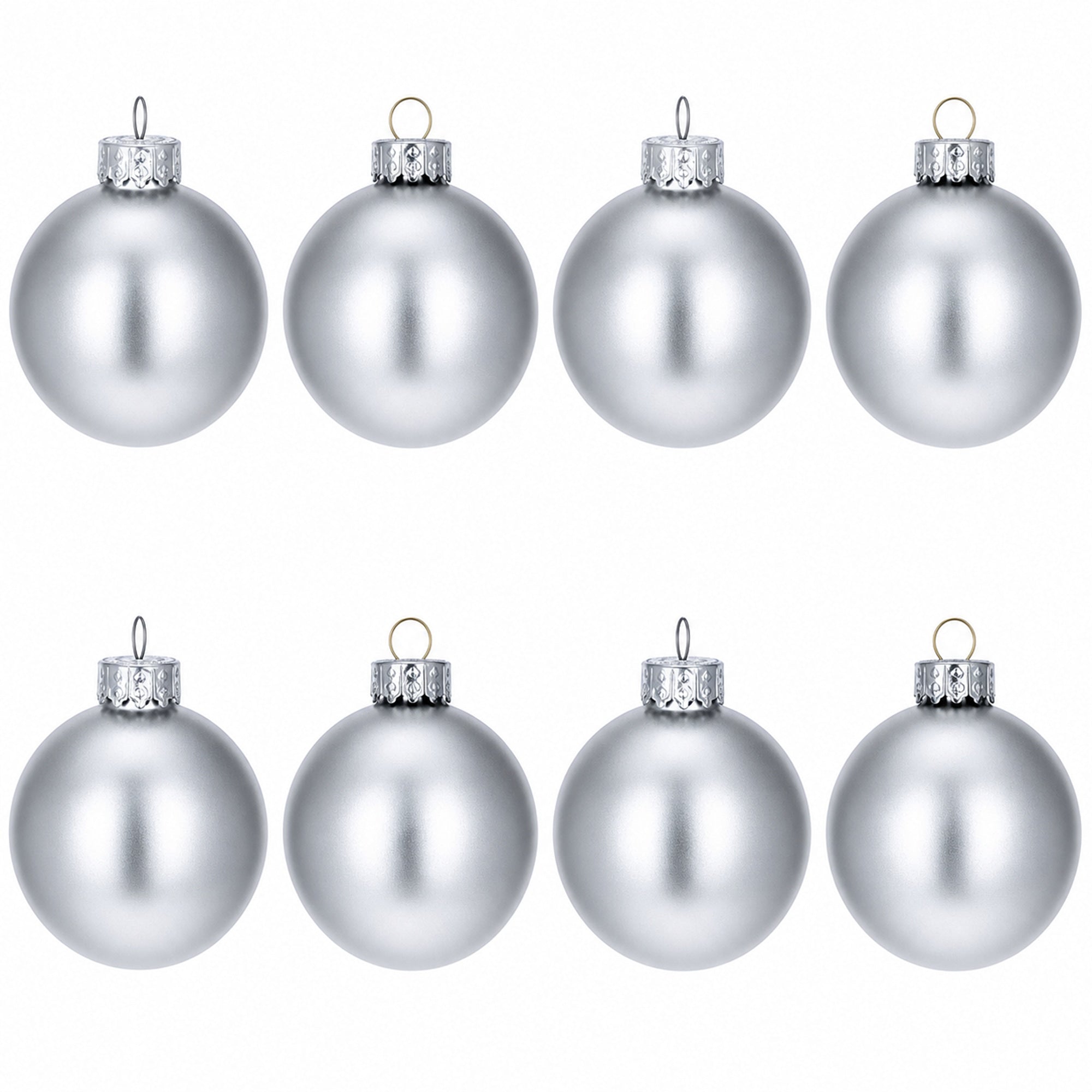 Set of 8 Shiny Silver Glass Christmas Ball Ornament DIY Craft 2.6 Inches