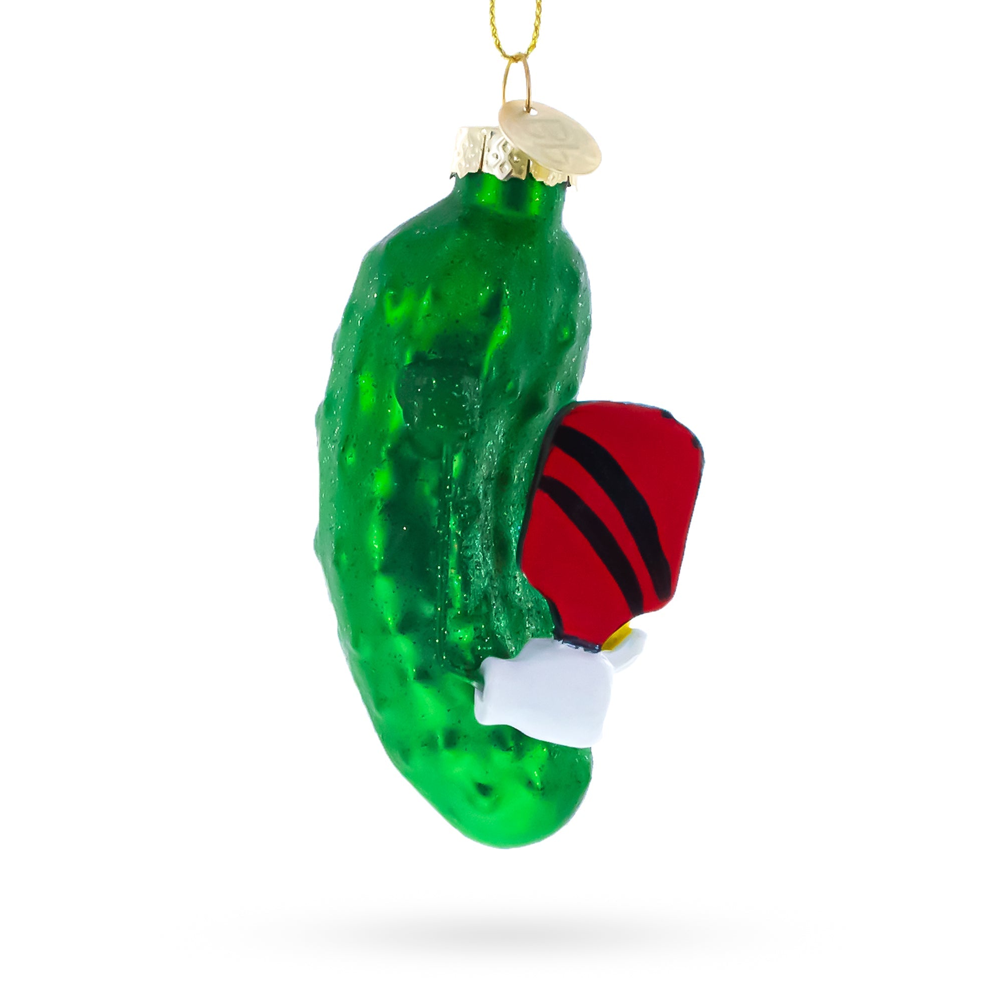 Whimsical Pickleball Pickle Glass Christmas Ornament