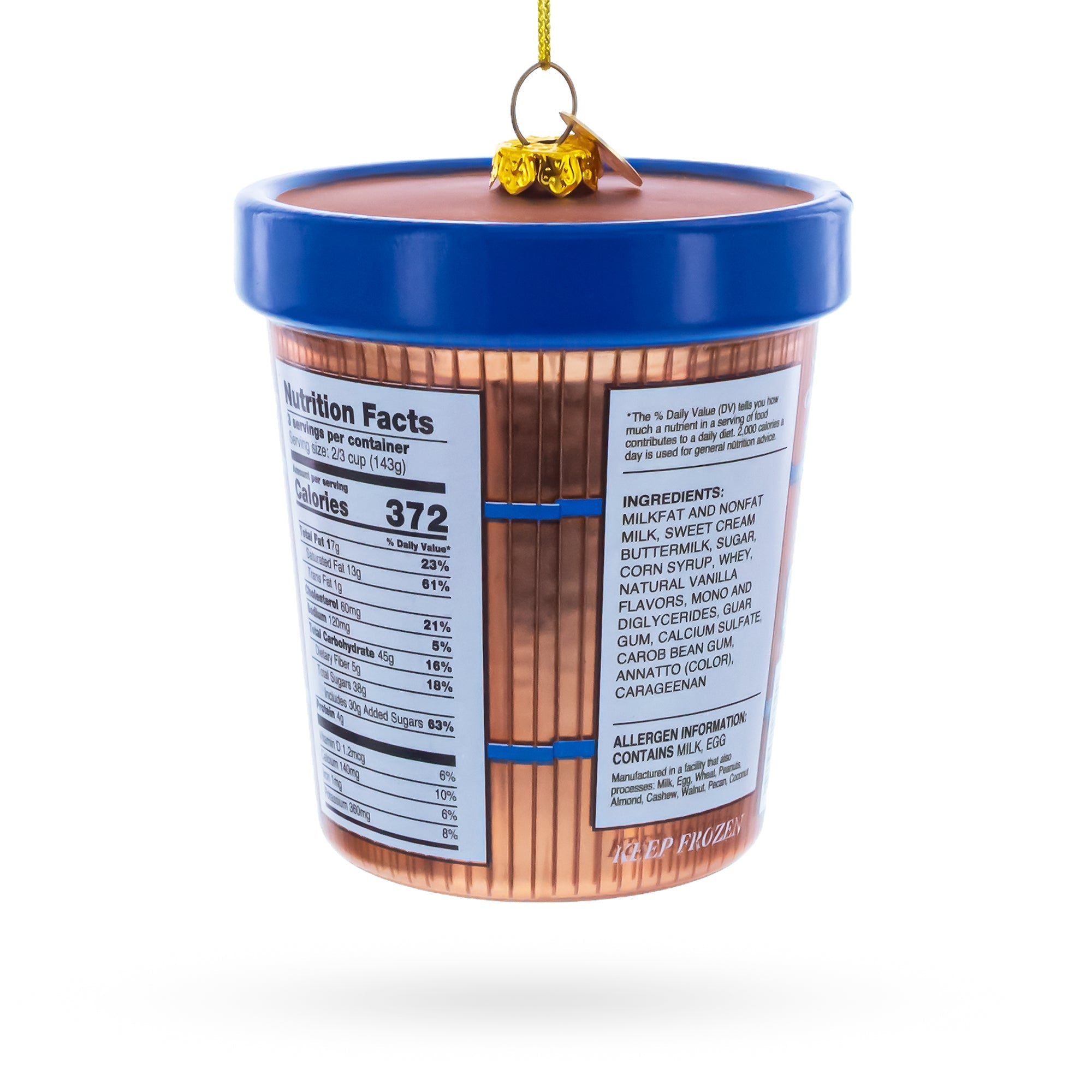 Chocolate Ice Cream Pint Glass Christmas Ornament