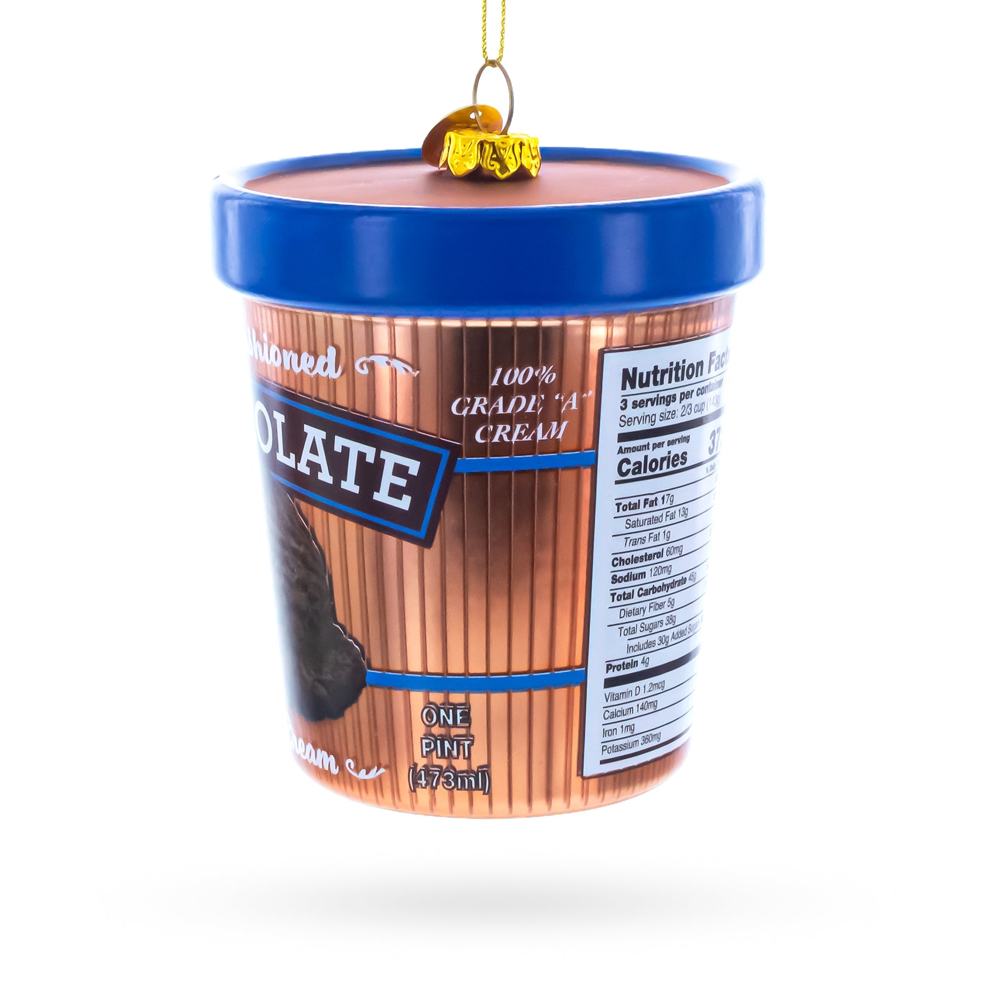 Chocolate Ice Cream Pint Glass Christmas Ornament