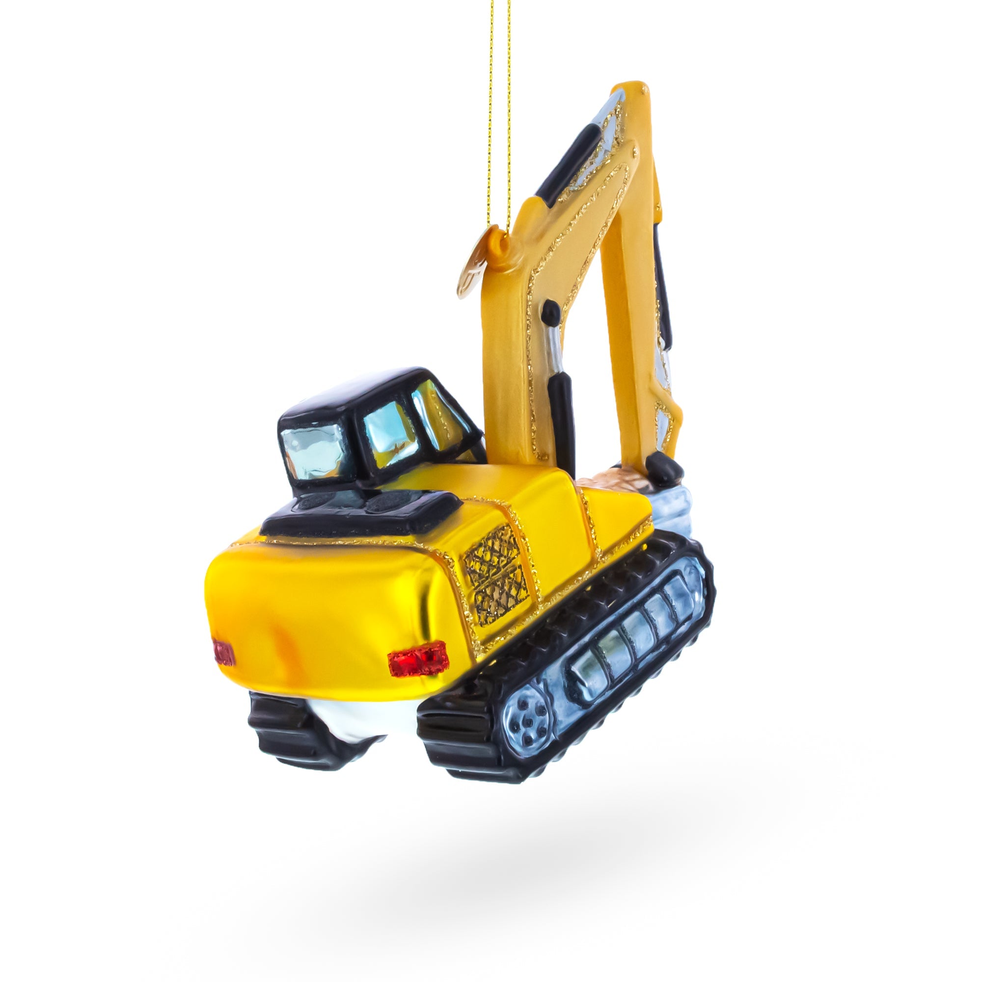 Digger Excavator Glass Christmas Ornament