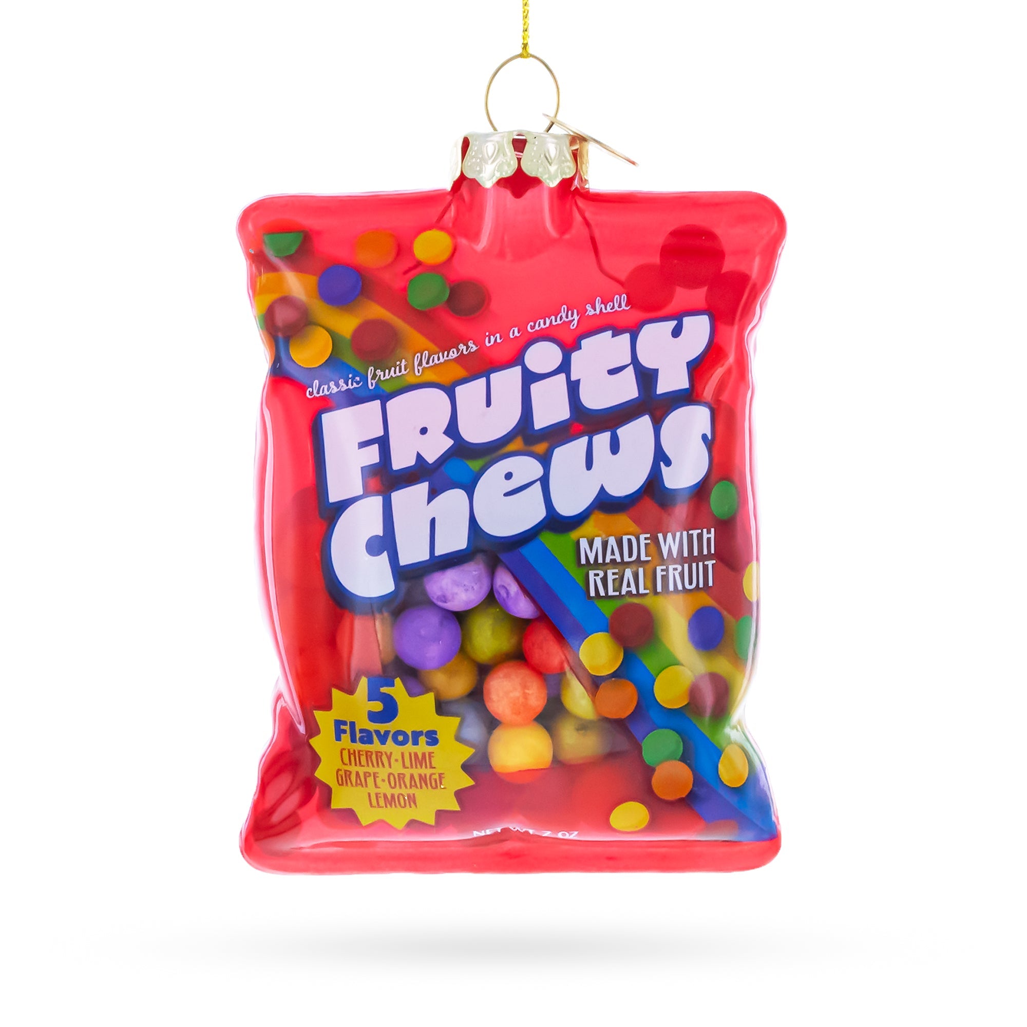 Fruity Chews Bag with Multicolor Candy Glass Christmas Ornament