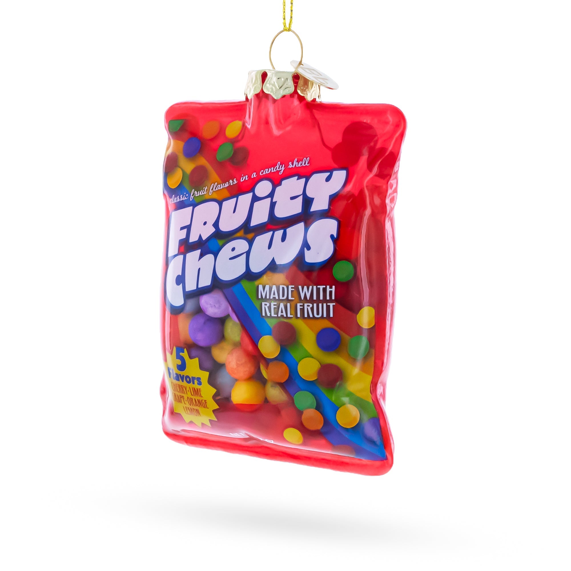Fruity Chews Bag with Multicolor Candy Glass Christmas Ornament