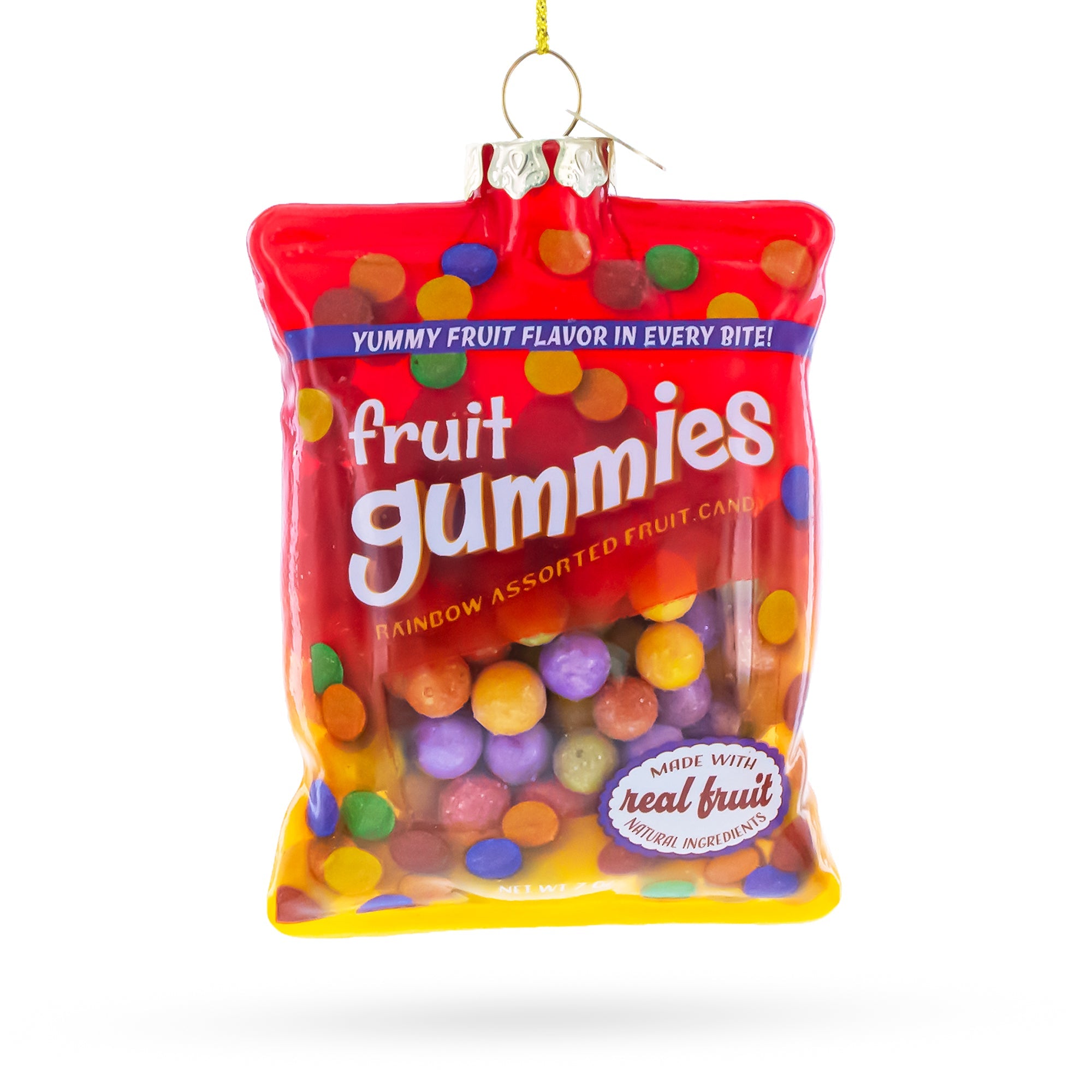Fruit Gummies Bag with Multicolor Candy Glass Christmas Ornament